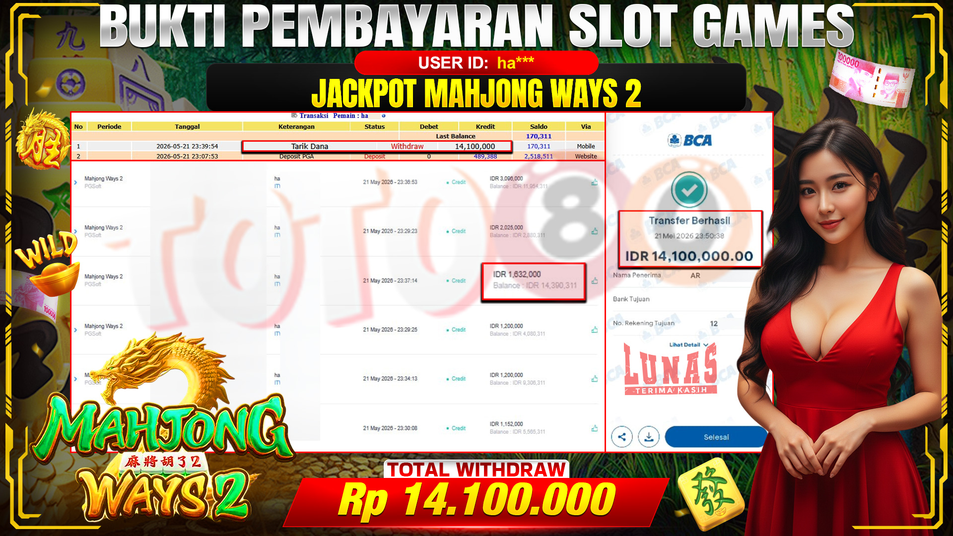 💰🎉 TOTO80 – JACKPOT SLOT MAHJONG WAYS 2 RP. 14,100,000,-  TELAH DIBAYARKAN!💰🎉