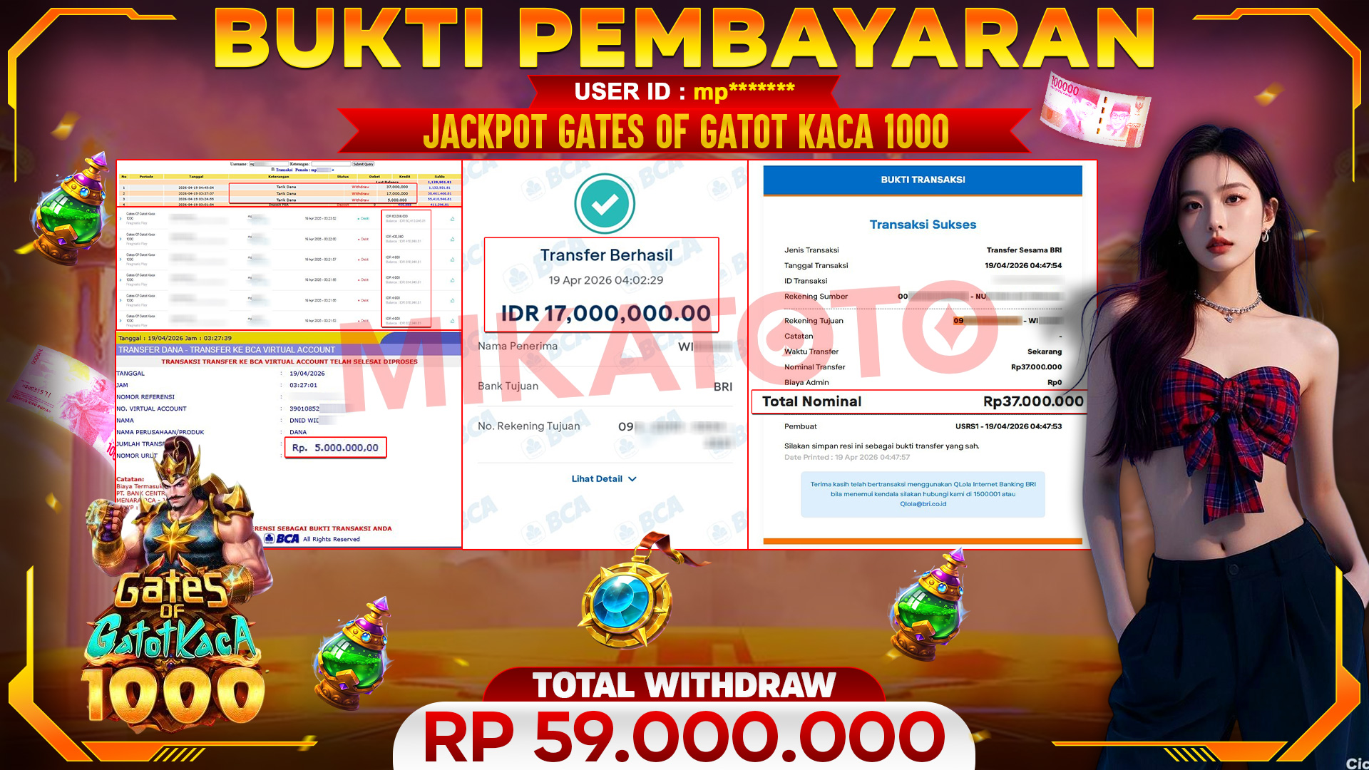 🏆 SELAMAT KEPADA PEMENANG JACKPOT DI Gates Of Gatot Kaca 1000 - Pragmatic Play 59,000,000🏆