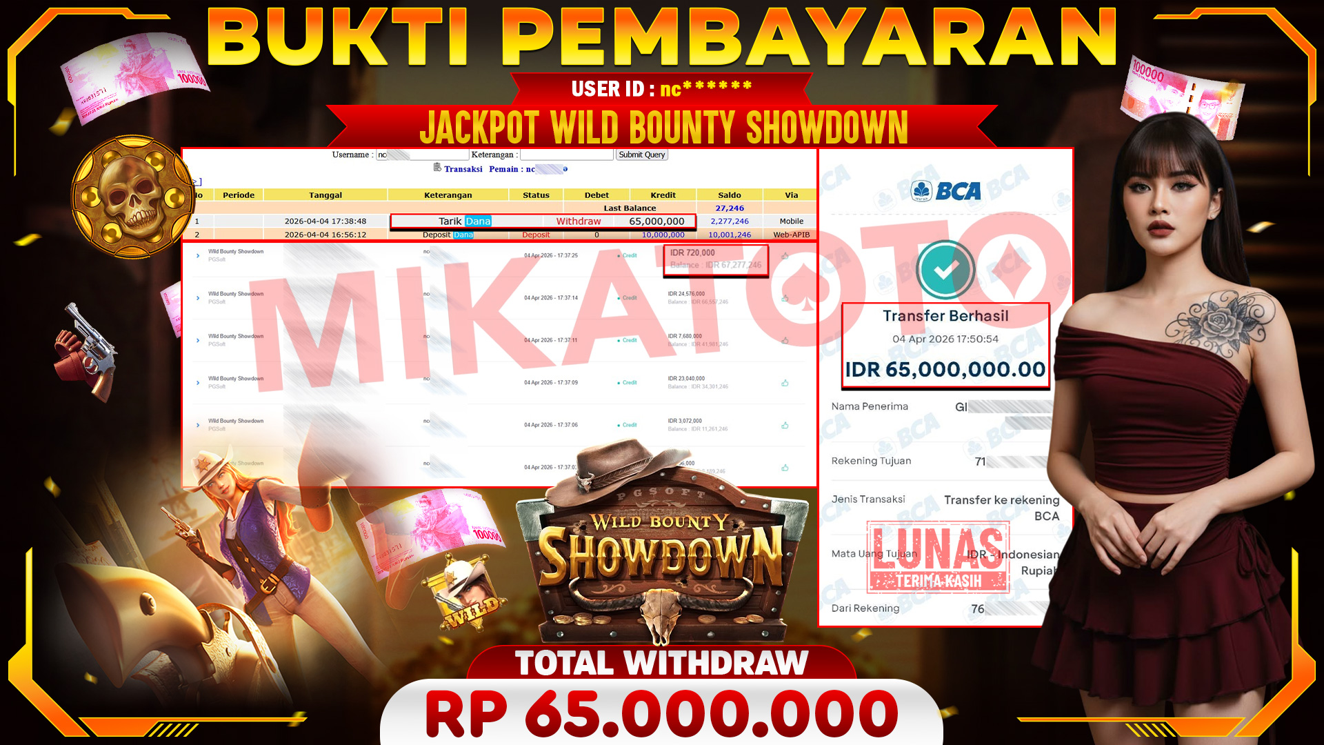 🏆 SELAMAT KEPADA PEMENANG JACKPOT DI Wild Bounty Showdown  - PGSoft 65,000,000🏆