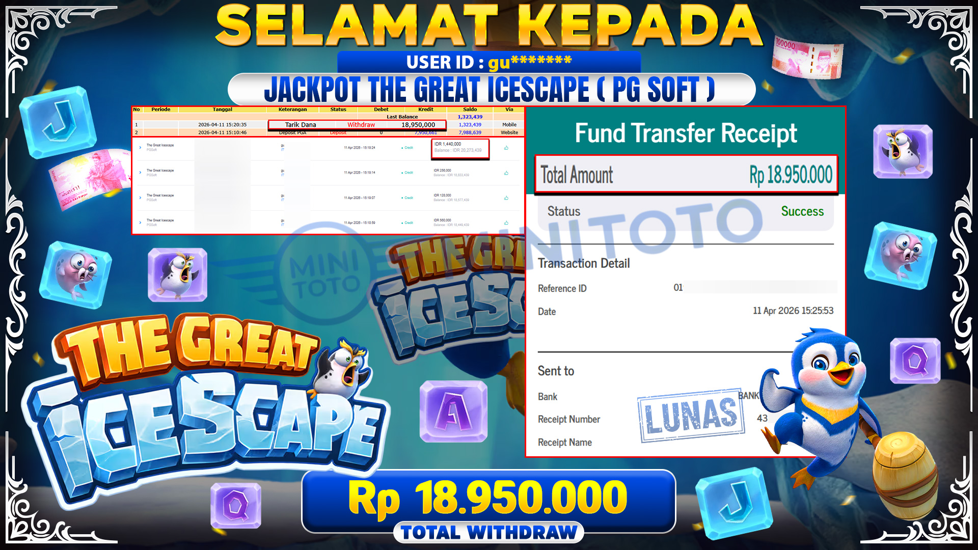 BUKTI JACPOT The Great Icescape - PGSoft