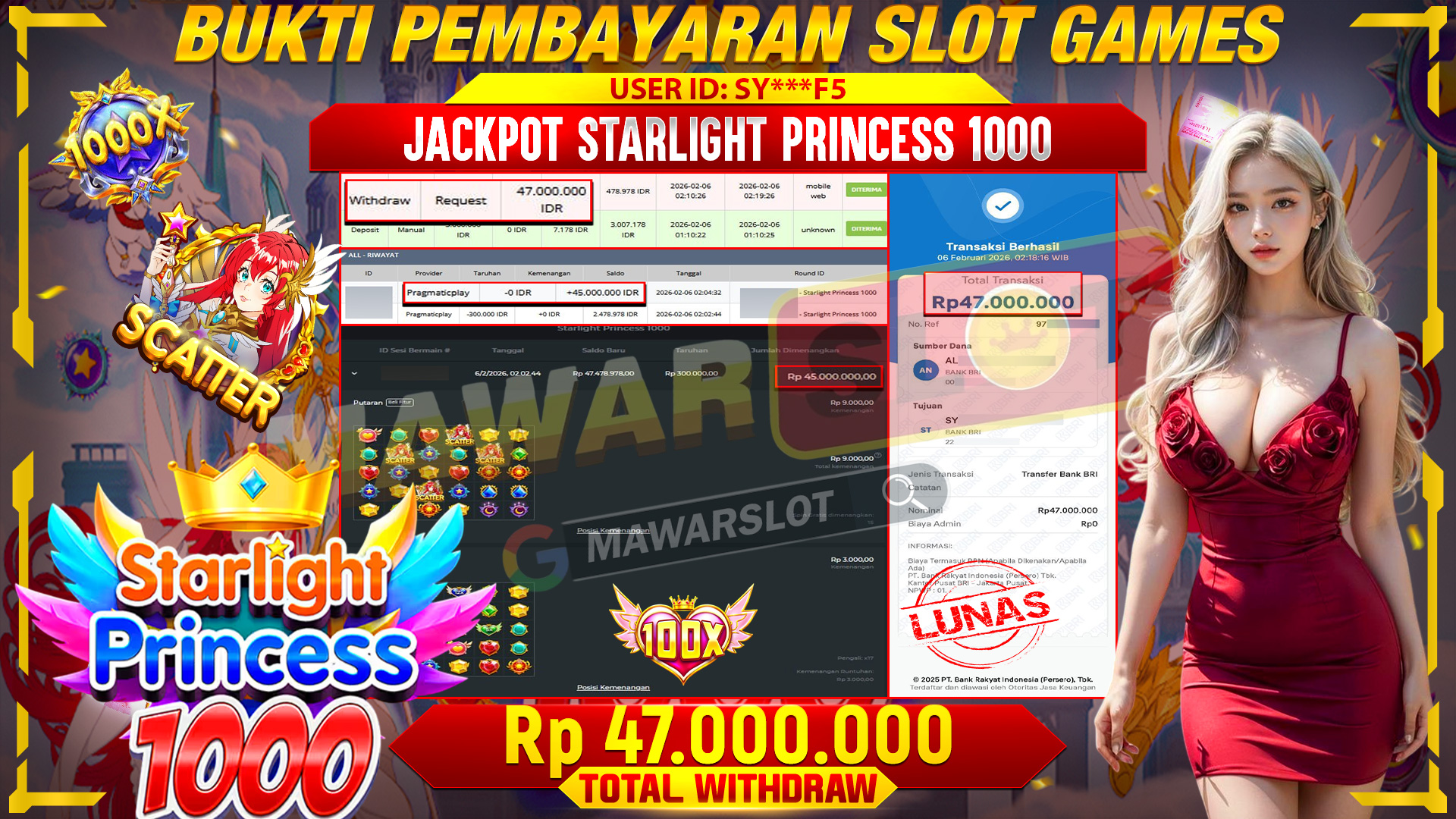 Starlight Princess 1000 Auto Gacor! Scatter Turun Brutal