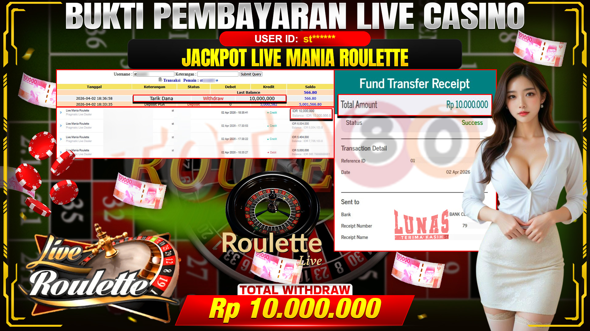 💰🎉 TOTO80 – JACKPOT LIVE MANIA ROULETTE RP. 10,000,000,-TELAH DIBAYARKAN!💰🎉