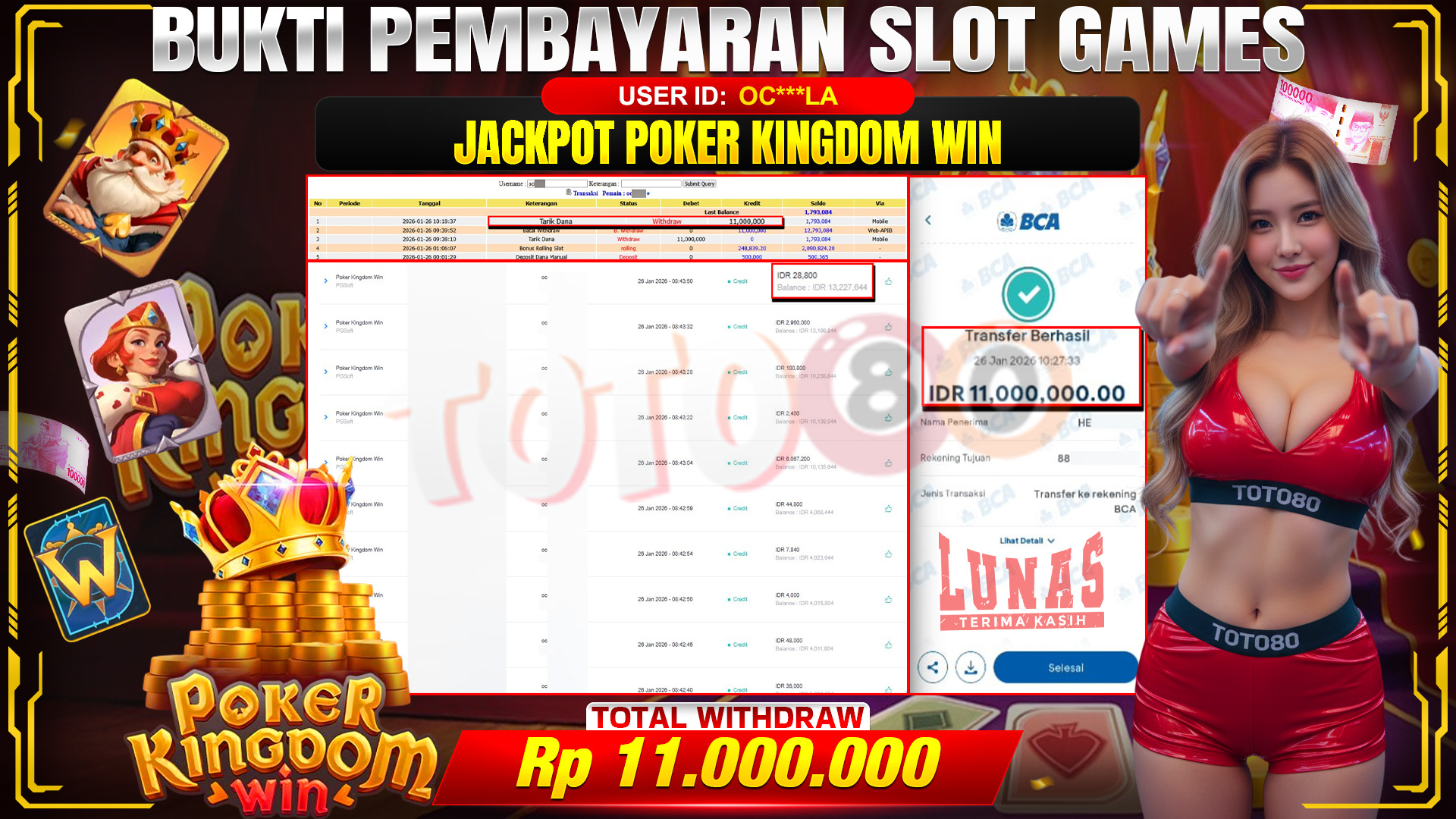 🎉 TOTO80 – JACKPOT POKER KINDOM WIN RP.11,000,000,- TELAH DIBAYARKAN! 🎉