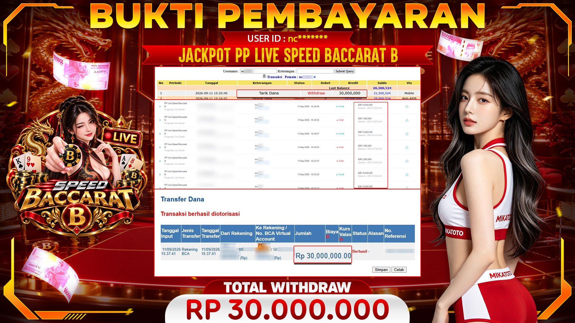 🏆 SELAMAT KEPADA PEMENANG JACKPOT DI PP Live Speed Baccarat B  - Pragmatic Live Dealer 30,000,000 🏆