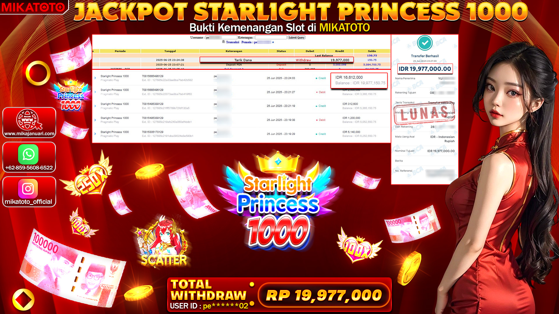 🏆 SELAMAT KEPADA PEMENANG JACKPOT DI Starlight Princess 1000 19,977,000🏆