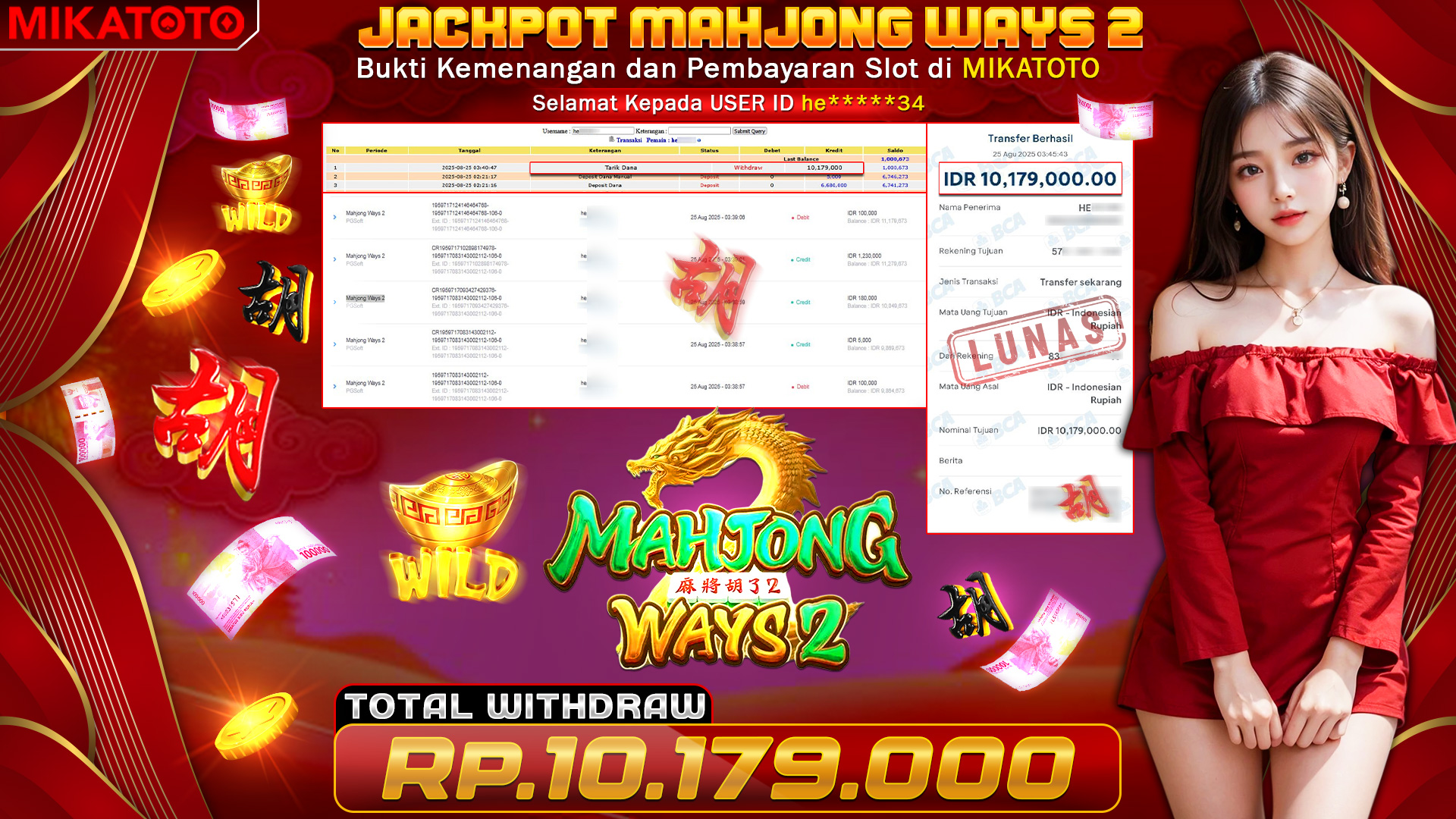 🏆 SELAMAT KEPADA PEMENANG JACKPOT DI Mahjong Ways 2 - PGSoft 10,179,000🏆