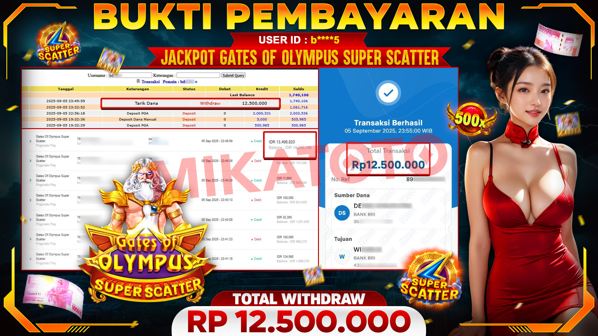 🏆 SELAMAT KEPADA PEMENANG JACKPOT DI Gates Of Olympus Super Scatter - Pragmatic Play 12,500,000🏆