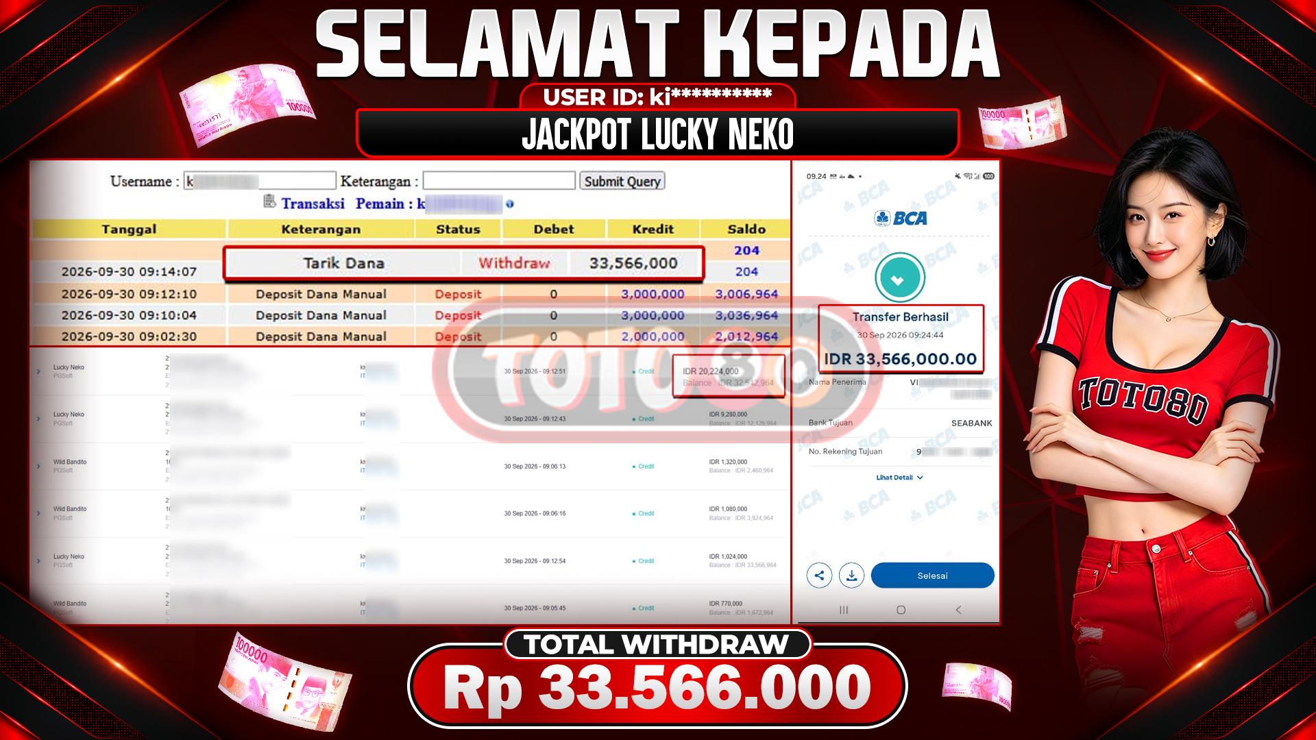 💰🎉  TOTO80 – JACKPOT SLOT LUCKY NEKO RP. 33,566,000,- TELAH DIBAYARKAN! 💰🎉 