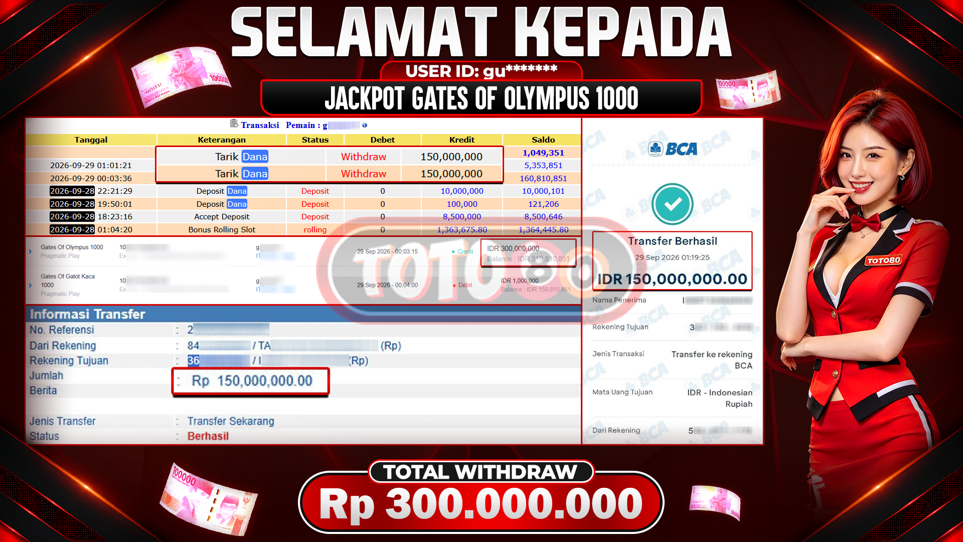 💰🎉 TOTO80 – JACKPOT SLOT GATES OF OLYMPUS 1000 RP. 300,000,000,-  TELAH DIBAYARKAN!💰🎉