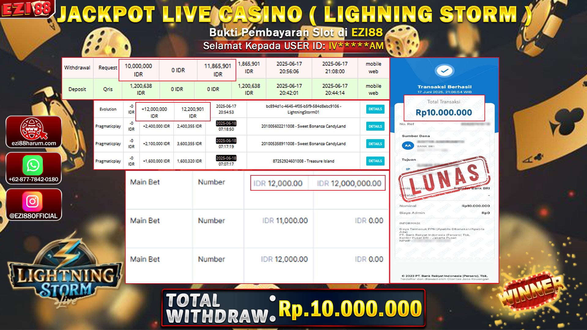 JACKPOT LIVE CASINO ( LIGHTNING STORM )