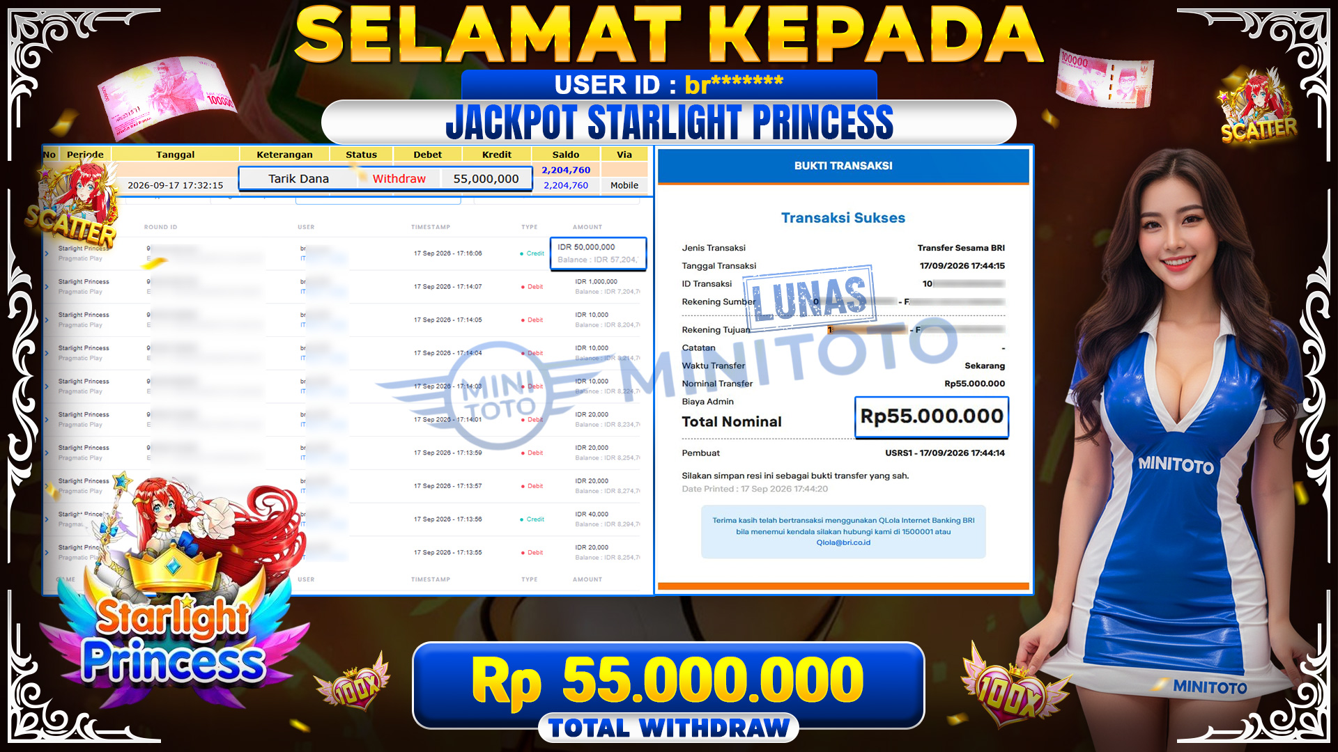 BUKTI JACKPOT STARLIGHT PRINCESS - PRAGMATIC PLAY