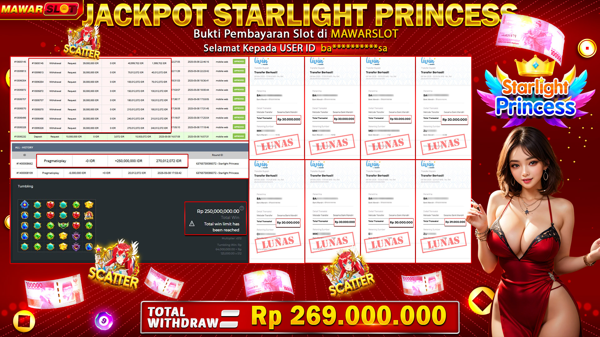 Keberuntungan Berkilau: Member Mawarslot Sukses Maxwin Rp269 Juta di Starlight Princess