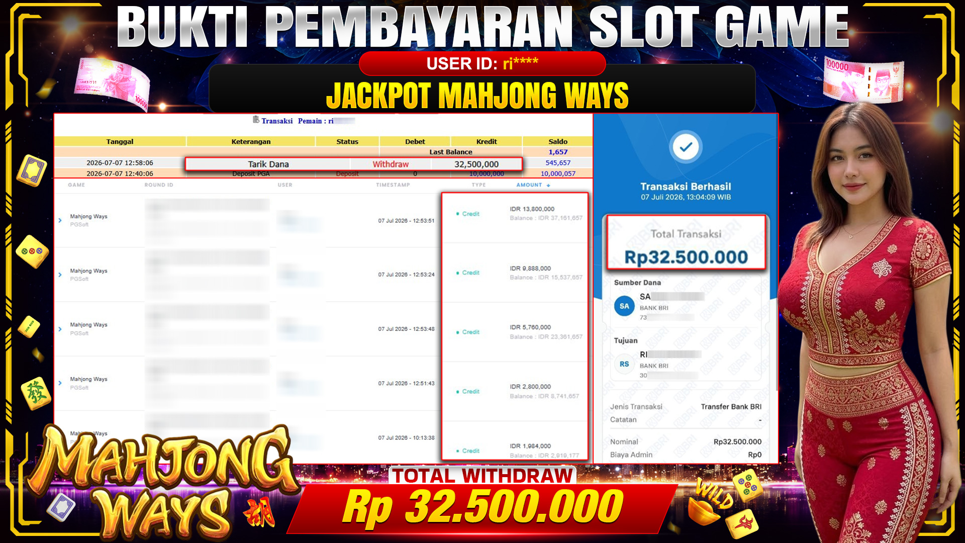 💰🎉 TOTO80 – JACKPOT SLOT MAHJONG  WAYS  RP. 32.500,000,-   TELAH DIBAYARKAN!💰🎉