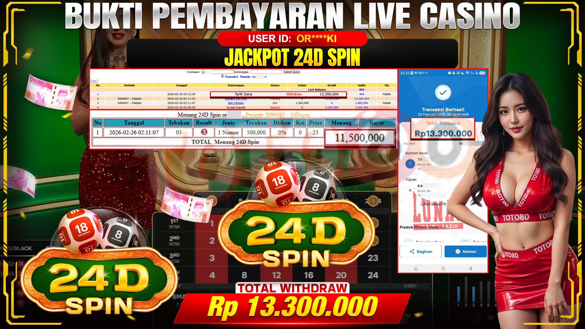 🎉 TOTO80 – JACKPOT SLOT 24D SPIN. 13,300,000,- TELAH DIBAYARKAN! 🎉