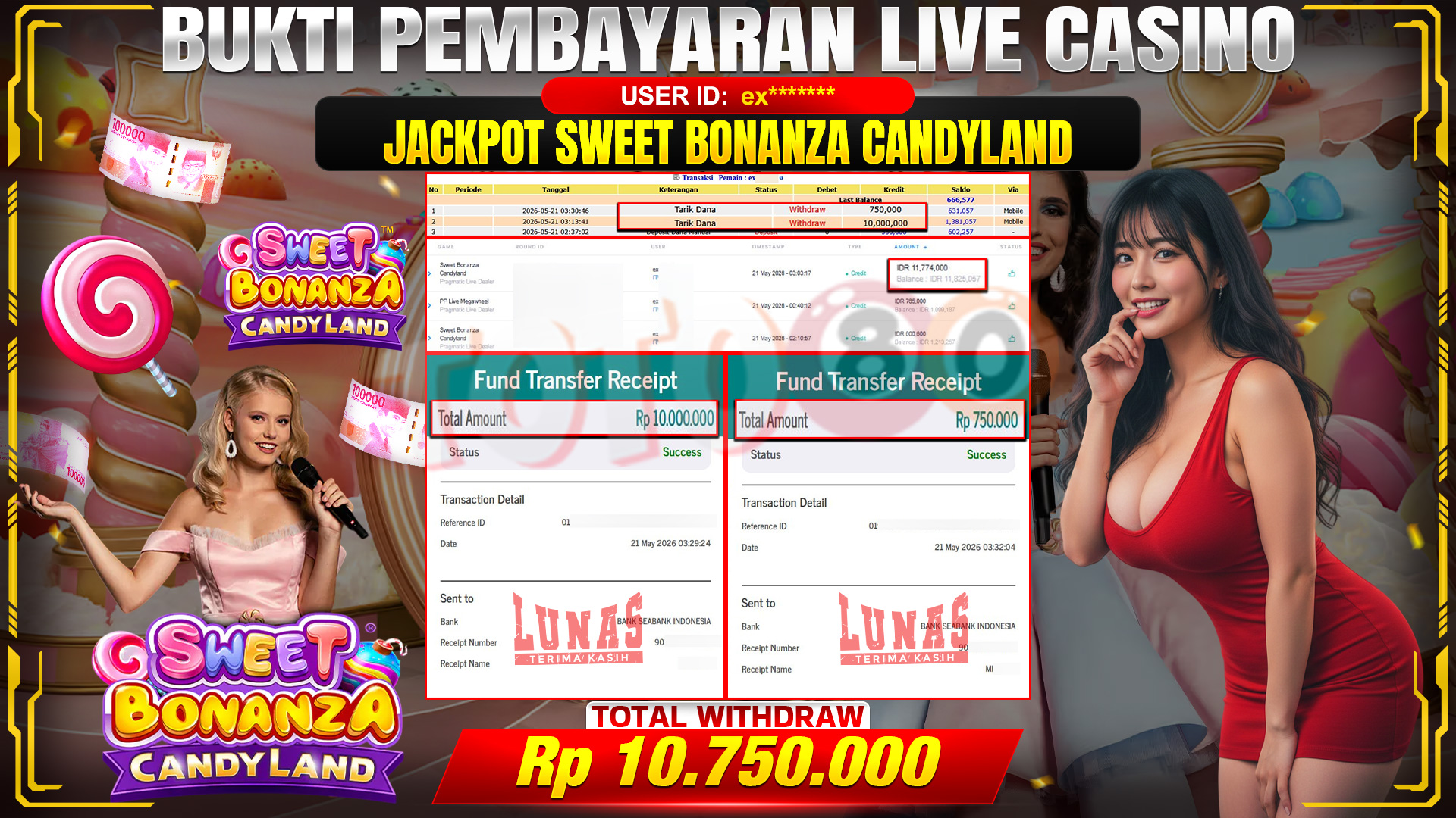 💰🎉 TOTO80 – JACKPOT LIVE CASINO SWEET BONANZA CANDYLAND RP. 10,750,000,- TELAH DIBAYARKAN!💰🎉