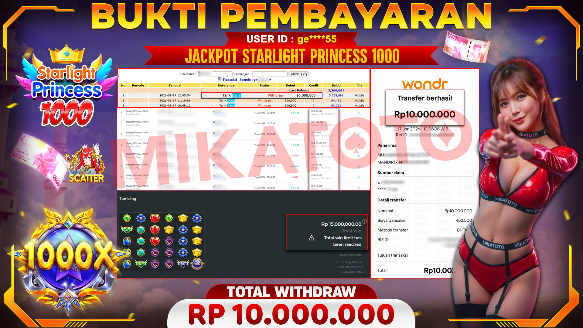 🏆 SELAMAT KEPADA PEMENANG JACKPOT DI Starlight Princess 1000 - Pragmatic Play 10,000,000🏆