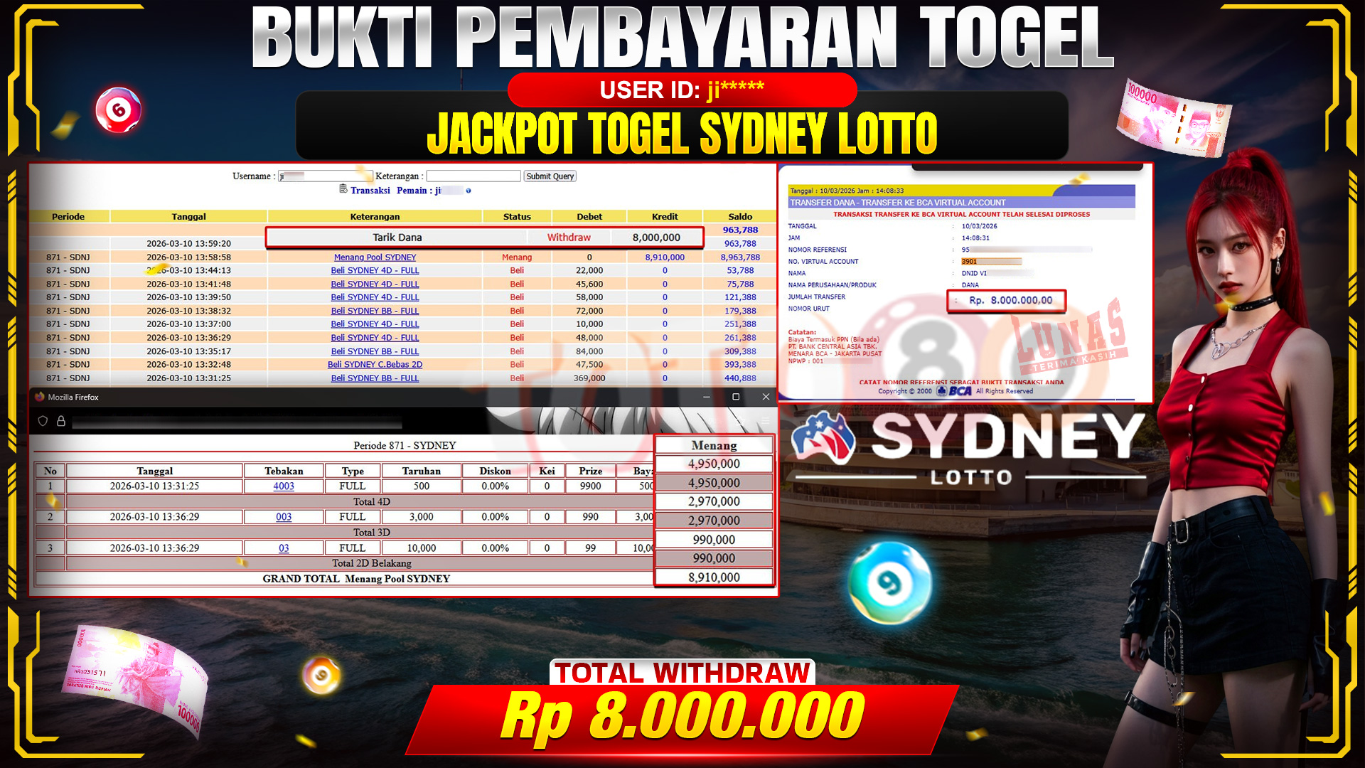 🎉🕯 TOTO80 – JACKPOT TOGEL SYDNEY LOTTO RP. 8,000,000,- TELAH DIBAYARKAN! 🕯🎉