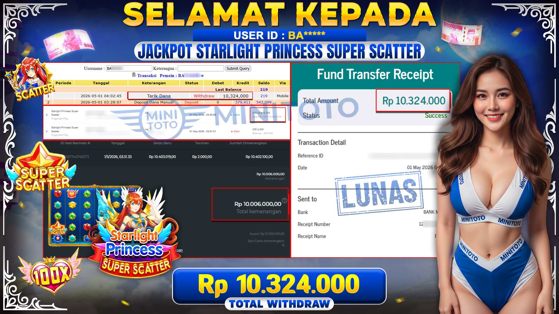BUKTI JACPOT Starlight Princess Super Scatter - Pragmatic Play