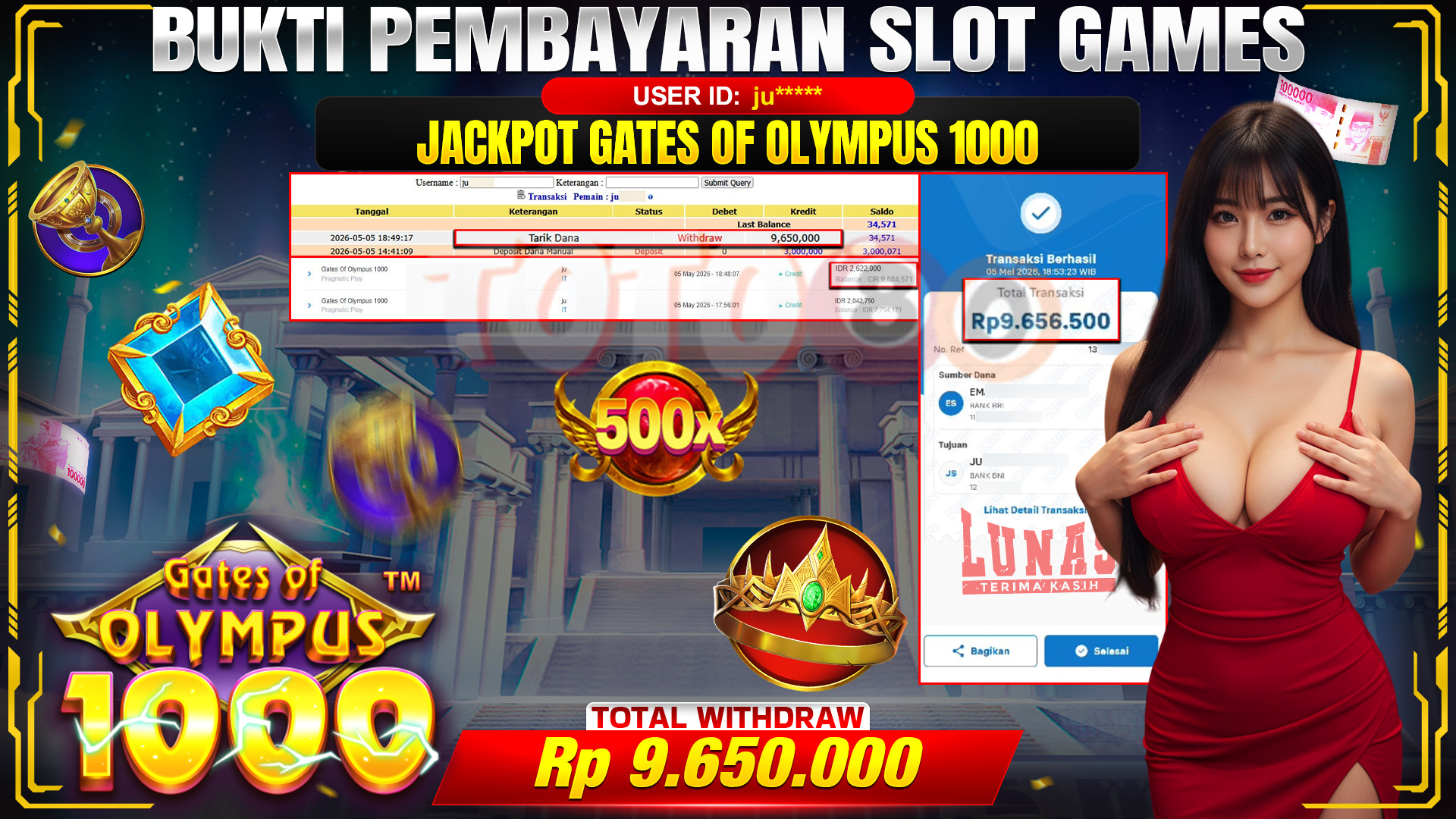 💰🎉 TOTO80 – JACKPOT SLOT GATES OF OLYMPUS 1000 RP. 9,650,000,- TELAH DIBAYARKAN!💰🎉