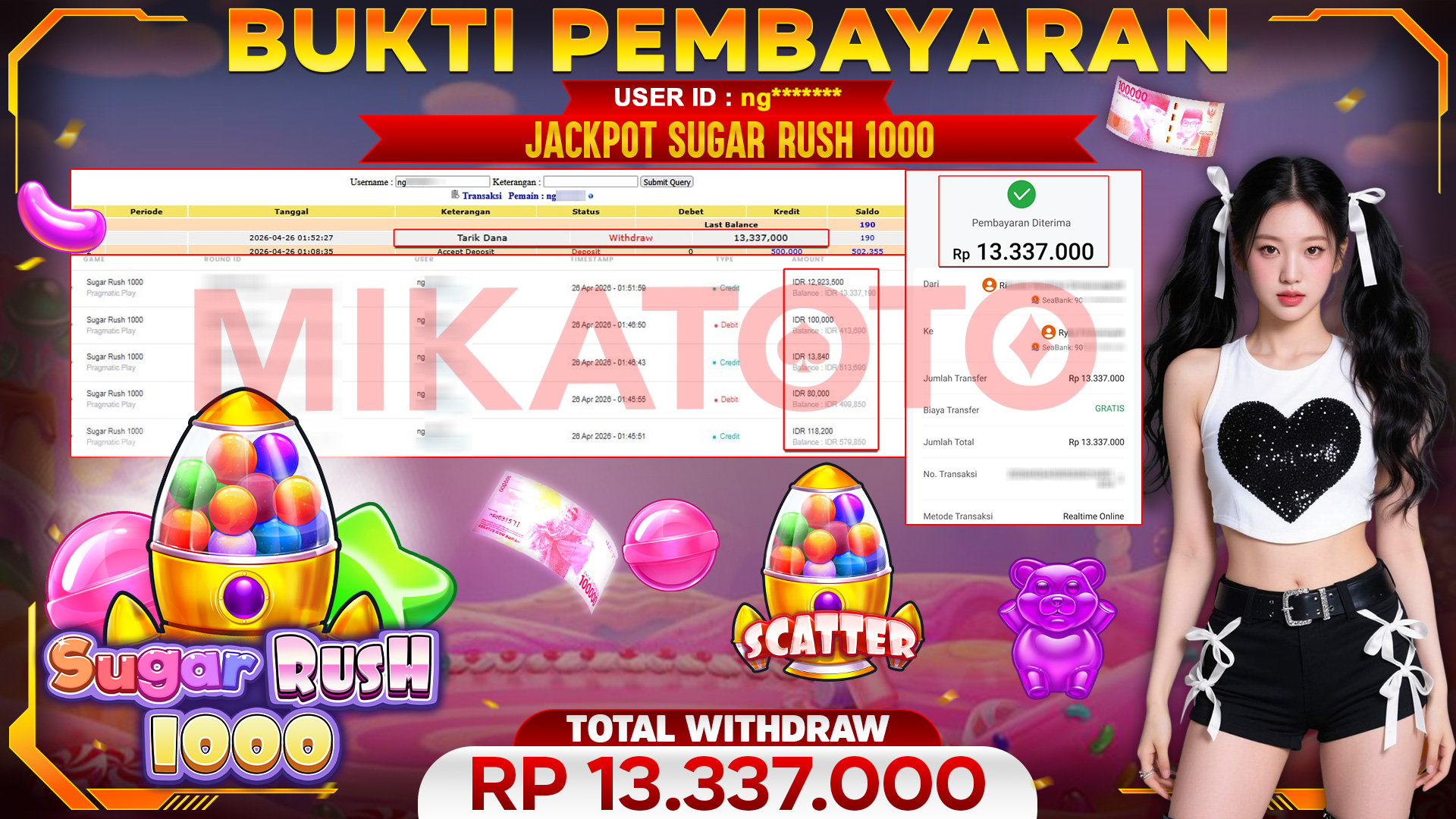 🏆 SELAMAT KEPADA PEMENANG JACKPOT DI Sugar Rush 1000 - Pragmatic Play 13,337,000🏆