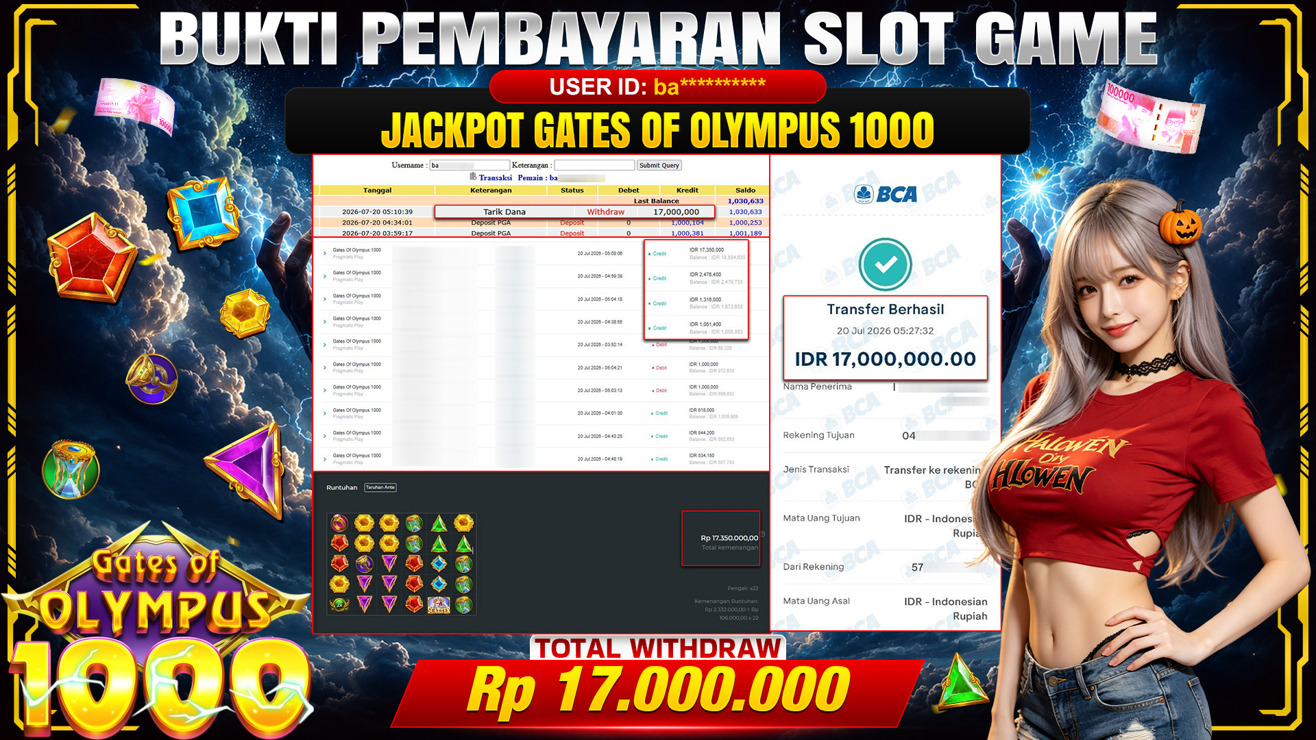 💰🎉 TOTO80 – JACKPOT SLOT GATES OF OLYMPUS 1000  RP. 17,000,000,- TELAH DIBAYARKAN!💰🎉