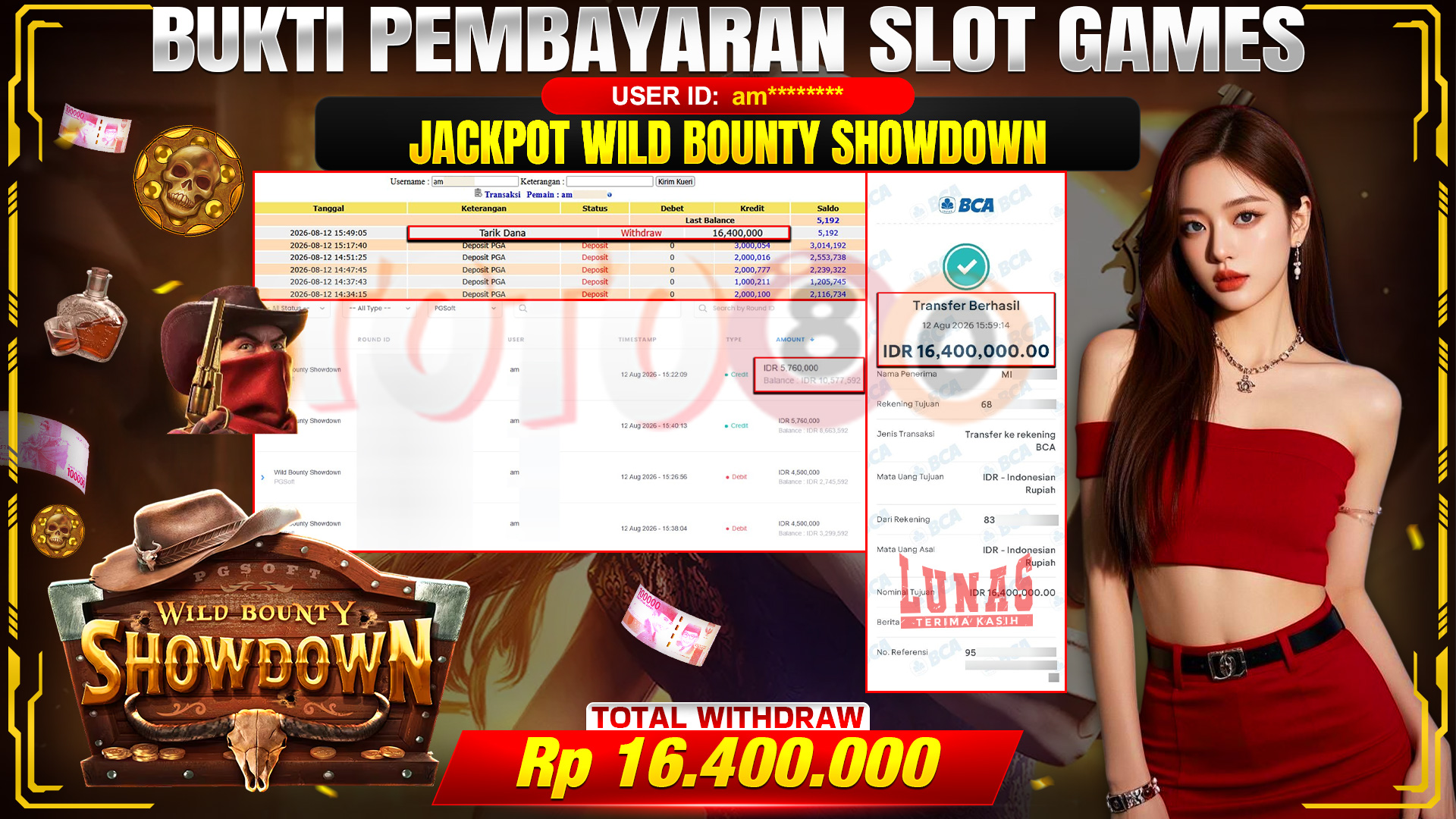 💰🎉 TOTO80 – JACKPOT SLOT WILD BOUNTY SHOWDOWN  RP. 16,400,000,- TELAH DIBAYARKAN!💰🎉