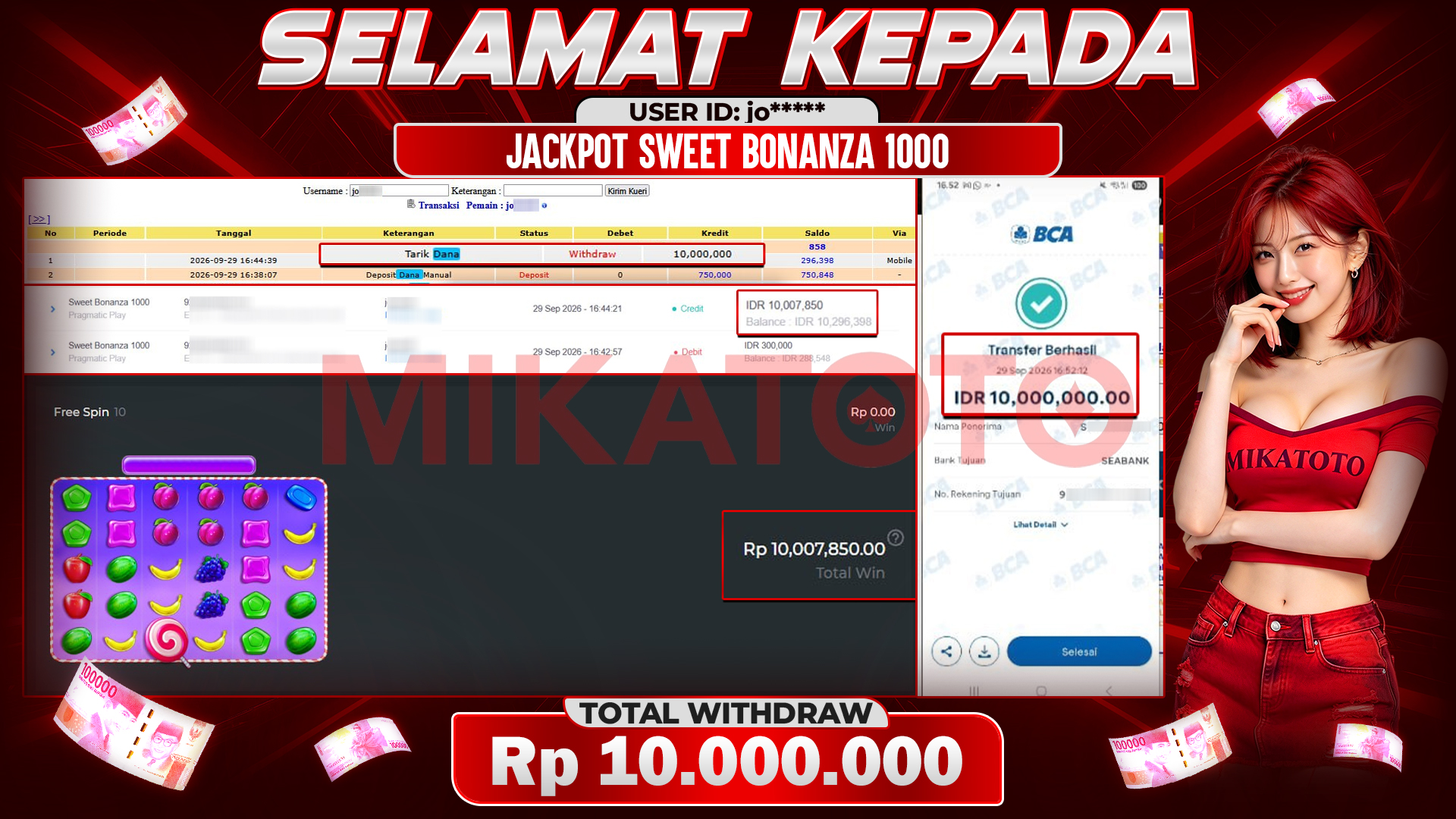 🏆 SELAMAT KEPADA PEMENANG JACKPOT DI Sweet Bonanza 1000 - Pragmatic Play 10,000,000 🏆