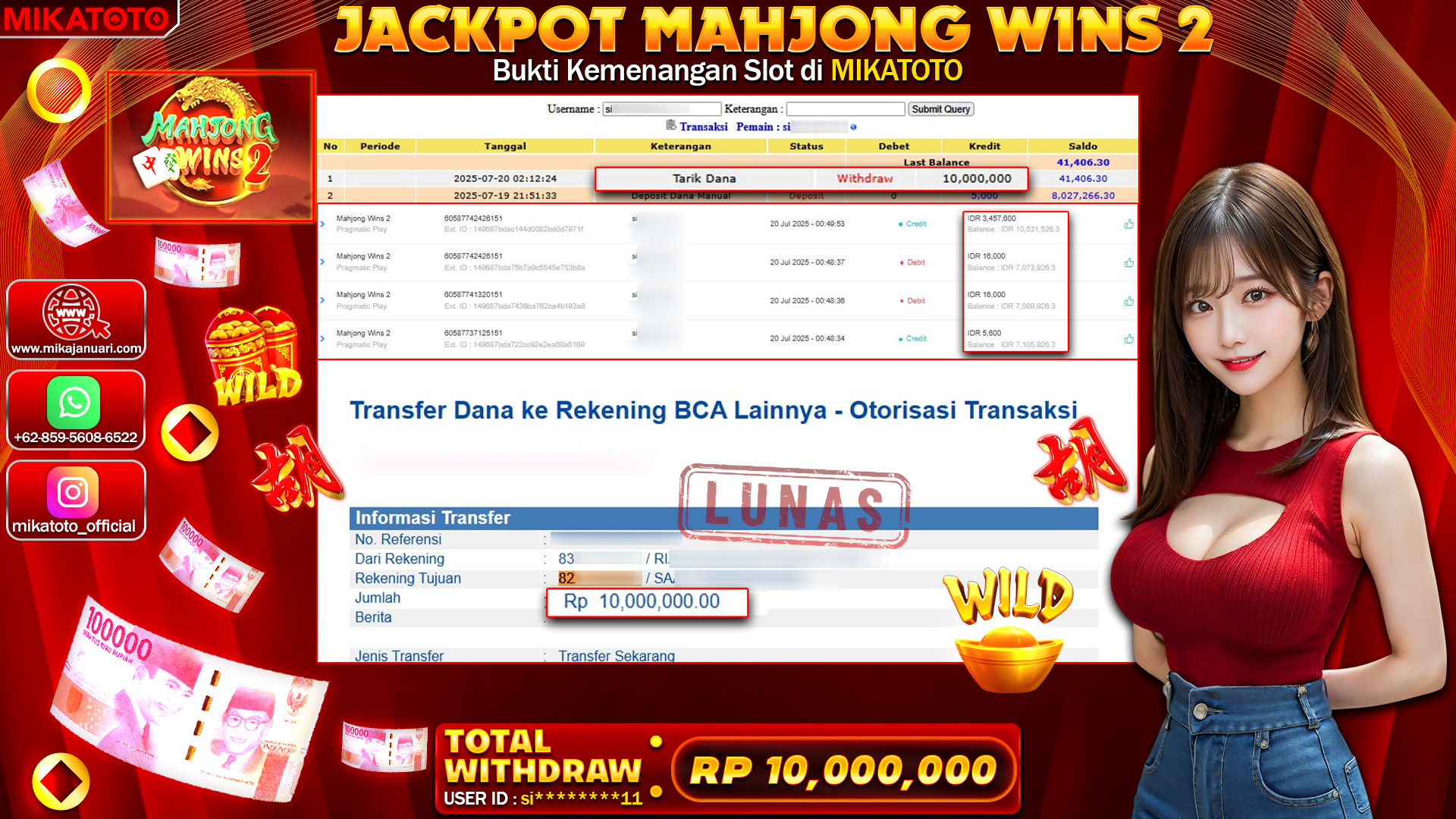 🏆 SELAMAT KEPADA PEMENANG JACKPOT DI  Mahjong Wins 2 10,000,000🏆