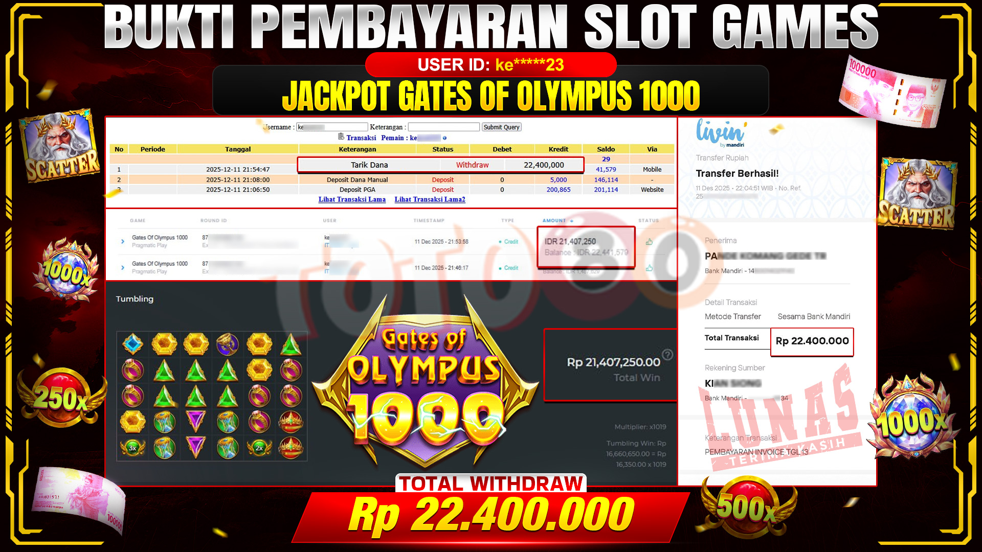 🎉 TOTO80 – JACKPOT SLOT GATES OF OLYMPUS 1000 RP. 22,400,000,- TELAH DIBAYARKAN! 🎉