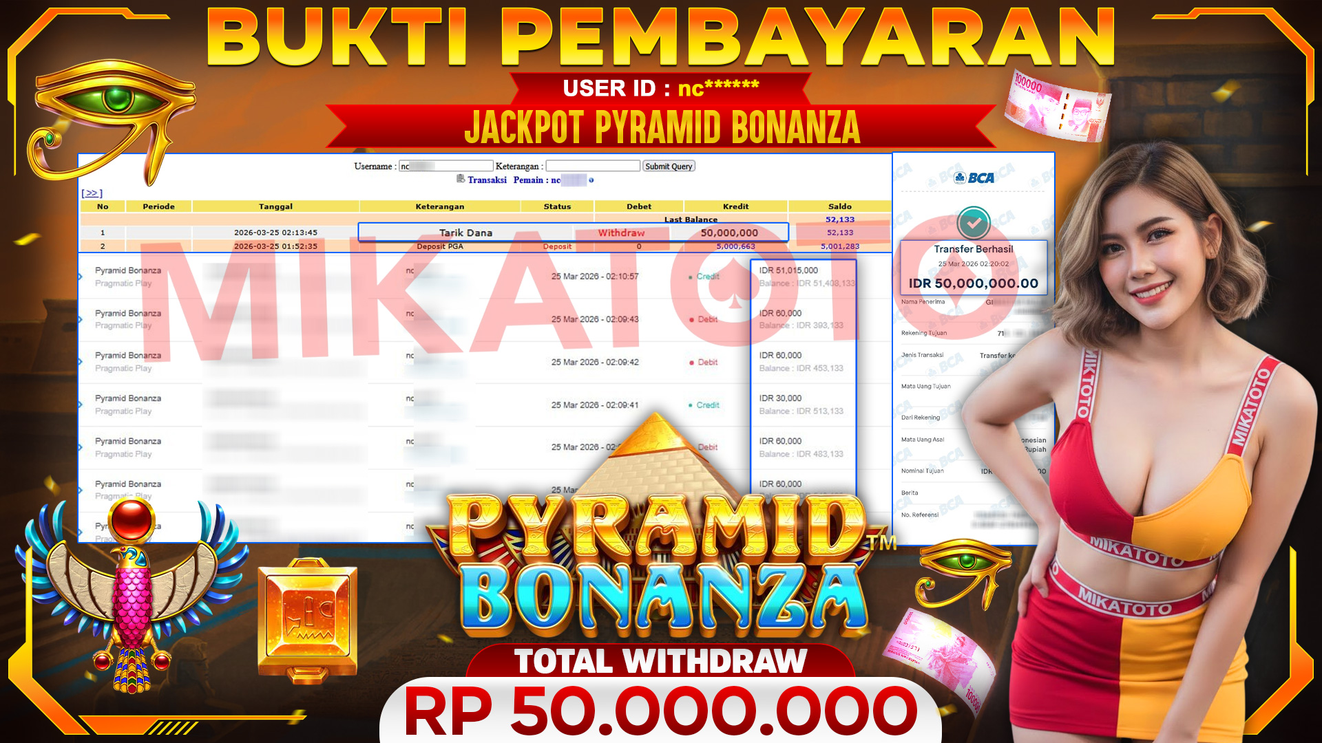 🏆 SELAMAT KEPADA PEMENANG JACKPOT DI Pyramid Bonanza - Pragmatic Play 50,000,000🏆