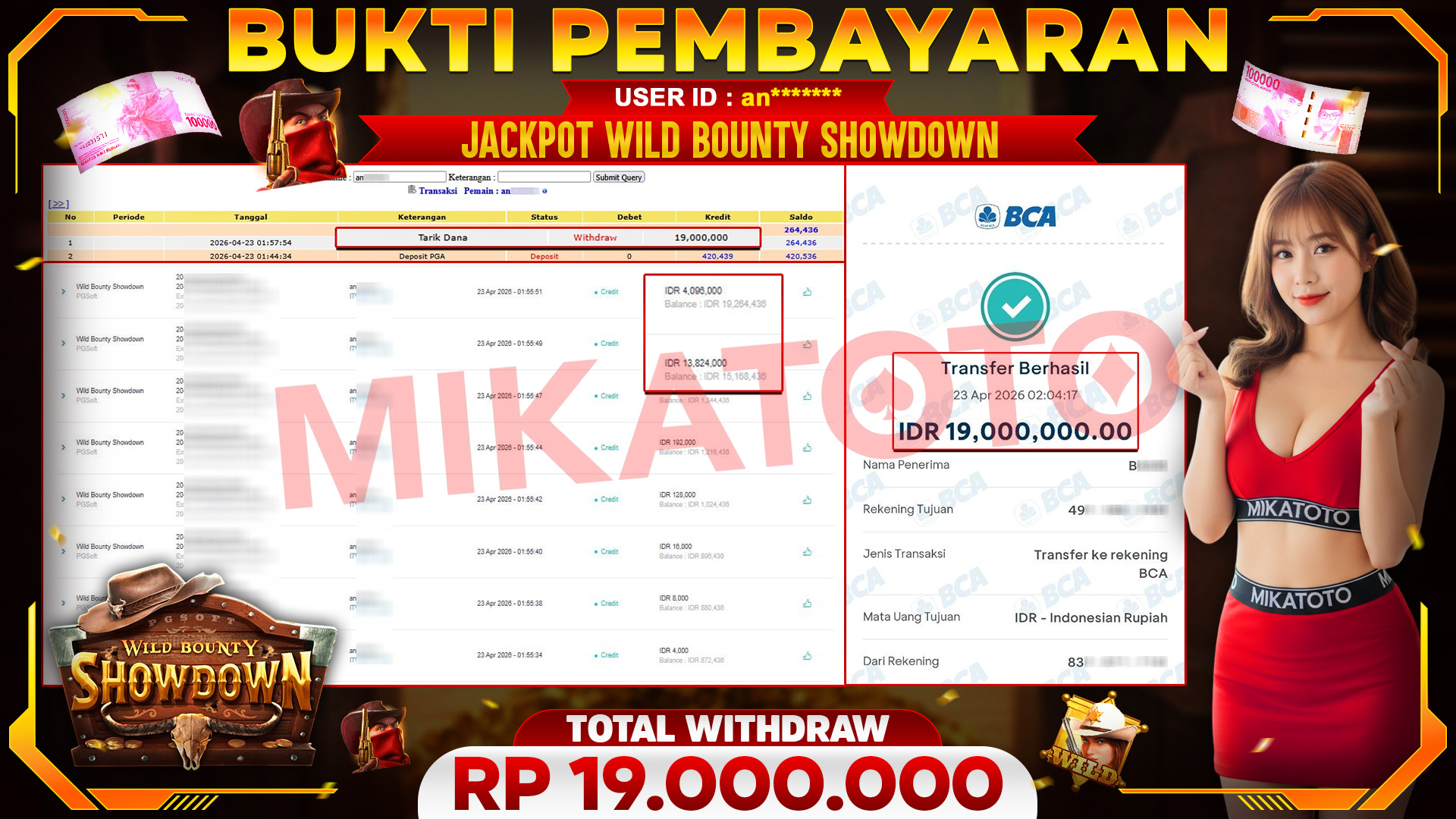 🏆 SELAMAT KEPADA PEMENANG JACKPOT DI Wild Bounty Showdown - PGSoft 19,000,000🏆