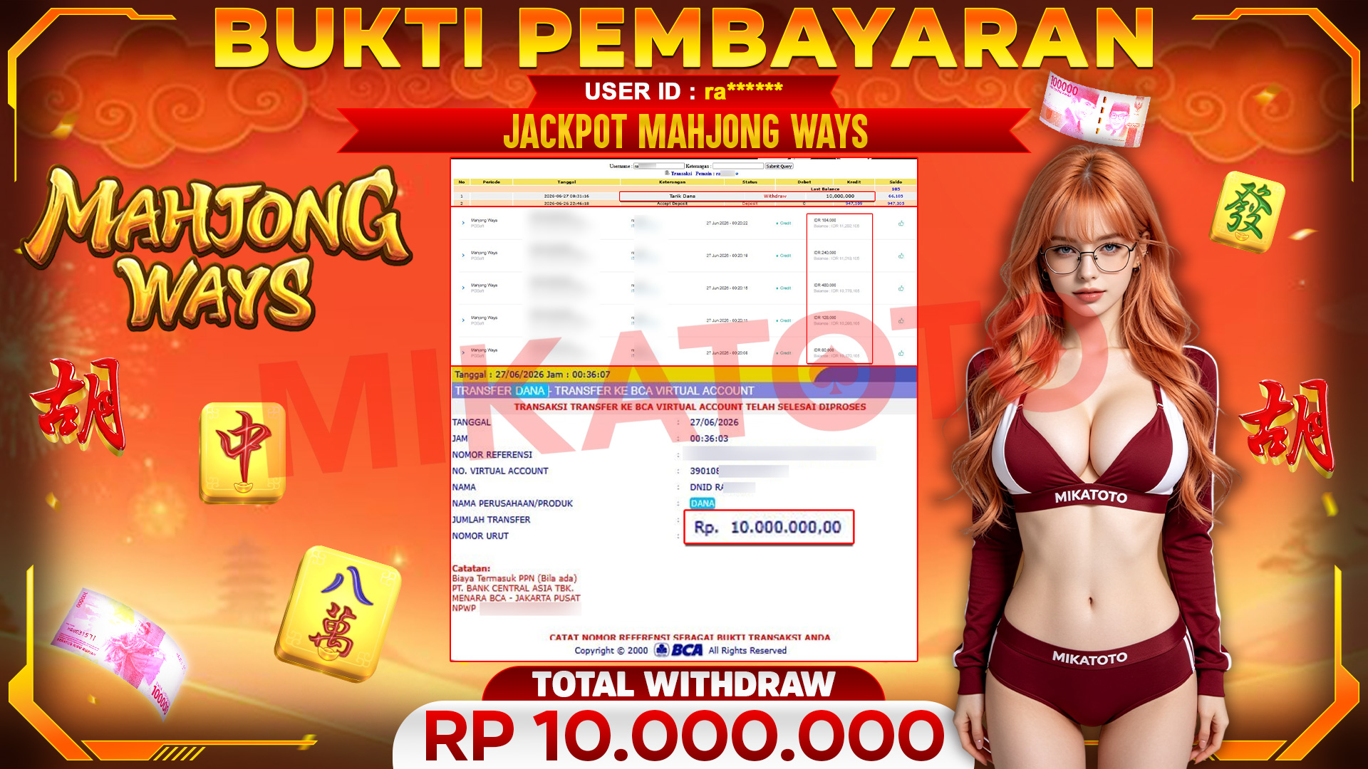 🏆 SELAMAT KEPADA PEMENANG JACKPOT DI Mahjong Ways - PGSoft 10,000,000🏆