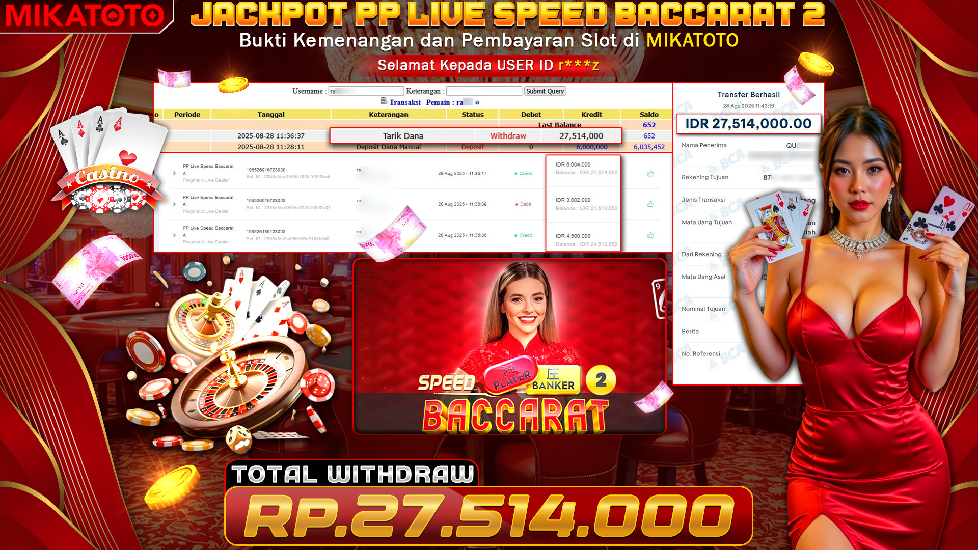 🏆 SELAMAT KEPADA PEMENANG JACKPOT DI Live Speed Baccarat 2  - Pragmatic Live Dealer 27,514,000🏆
