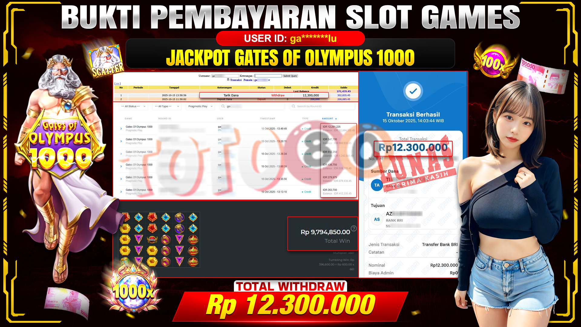 🎉 TOTO80 – JACKPOT SLOT GATES OF OLYMPUS 1000 RP.12.300.000,- TELAH DIBAYARKAN! 🎉