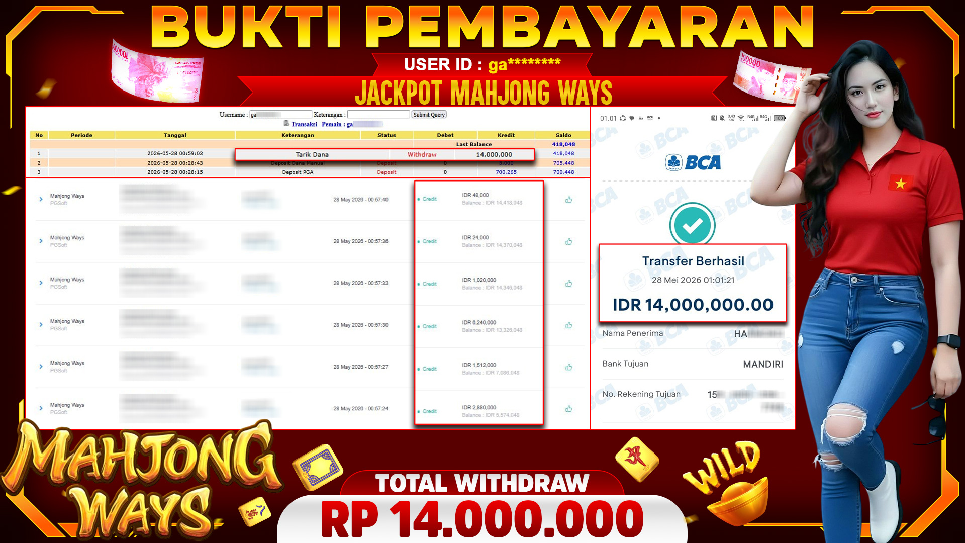 🏆 SELAMAT KEPADA PEMENANG JACKPOT DI Mahjong Ways - PGSoft 15,000,000🏆