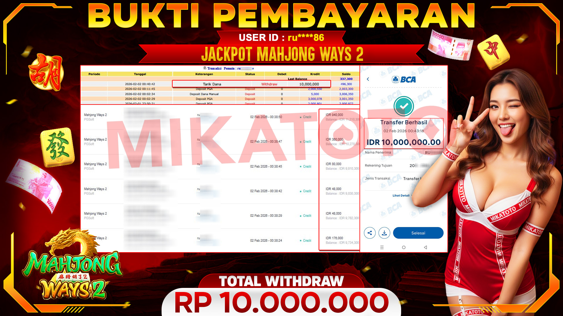 🏆 SELAMAT KEPADA PEMENANG JACKPOT DI Gates Of Olympus Super Scatter - Mahjong Ways 2 10,000,000🏆