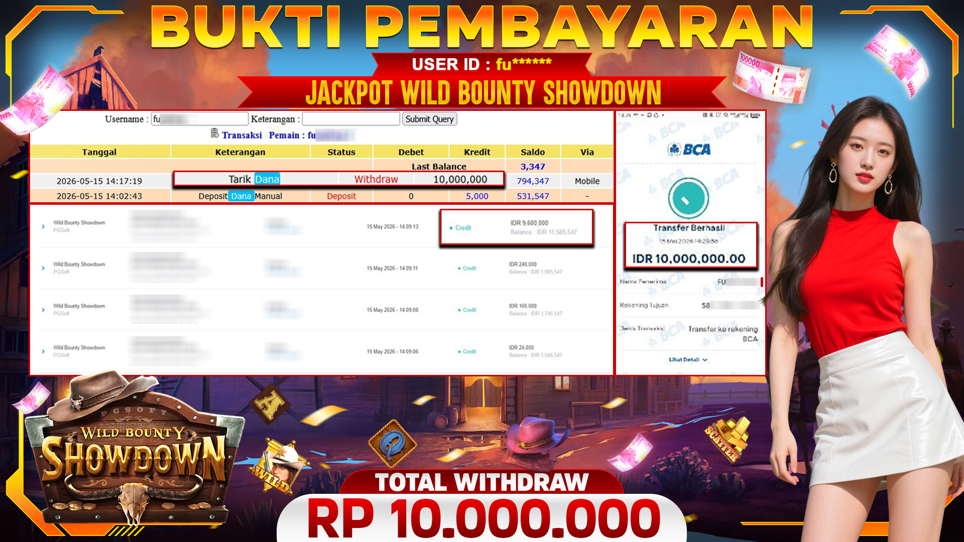 🏆 SELAMAT KEPADA PEMENANG JACKPOT DI Wild Bounty Showdown - PGSoft 10,000,000🏆