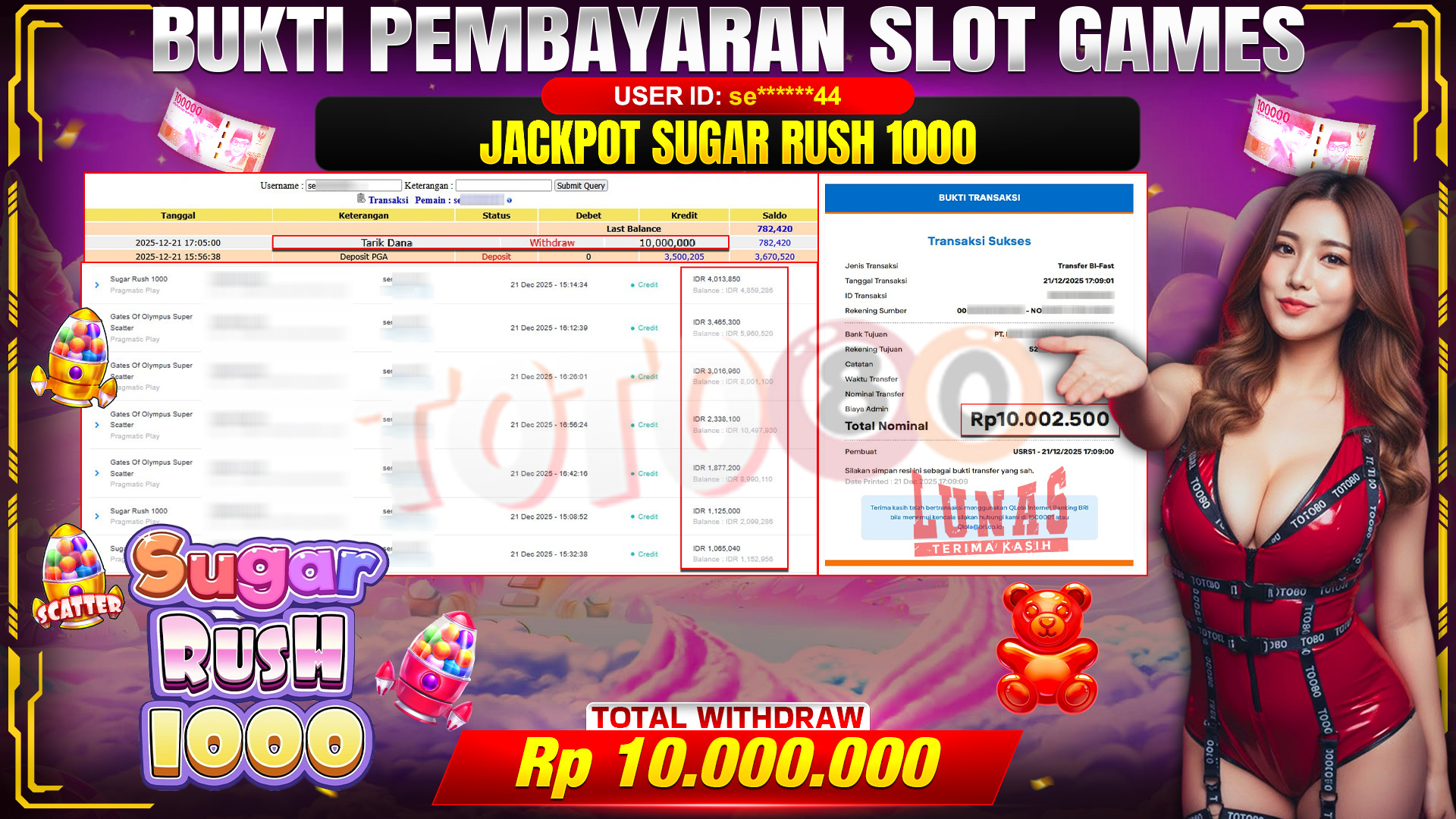🎉 TOTO80 – JACKPOT SLOT SUGAR RUSH RP. 10,000,000,- TELAH DIBAYARKAN! 🎉