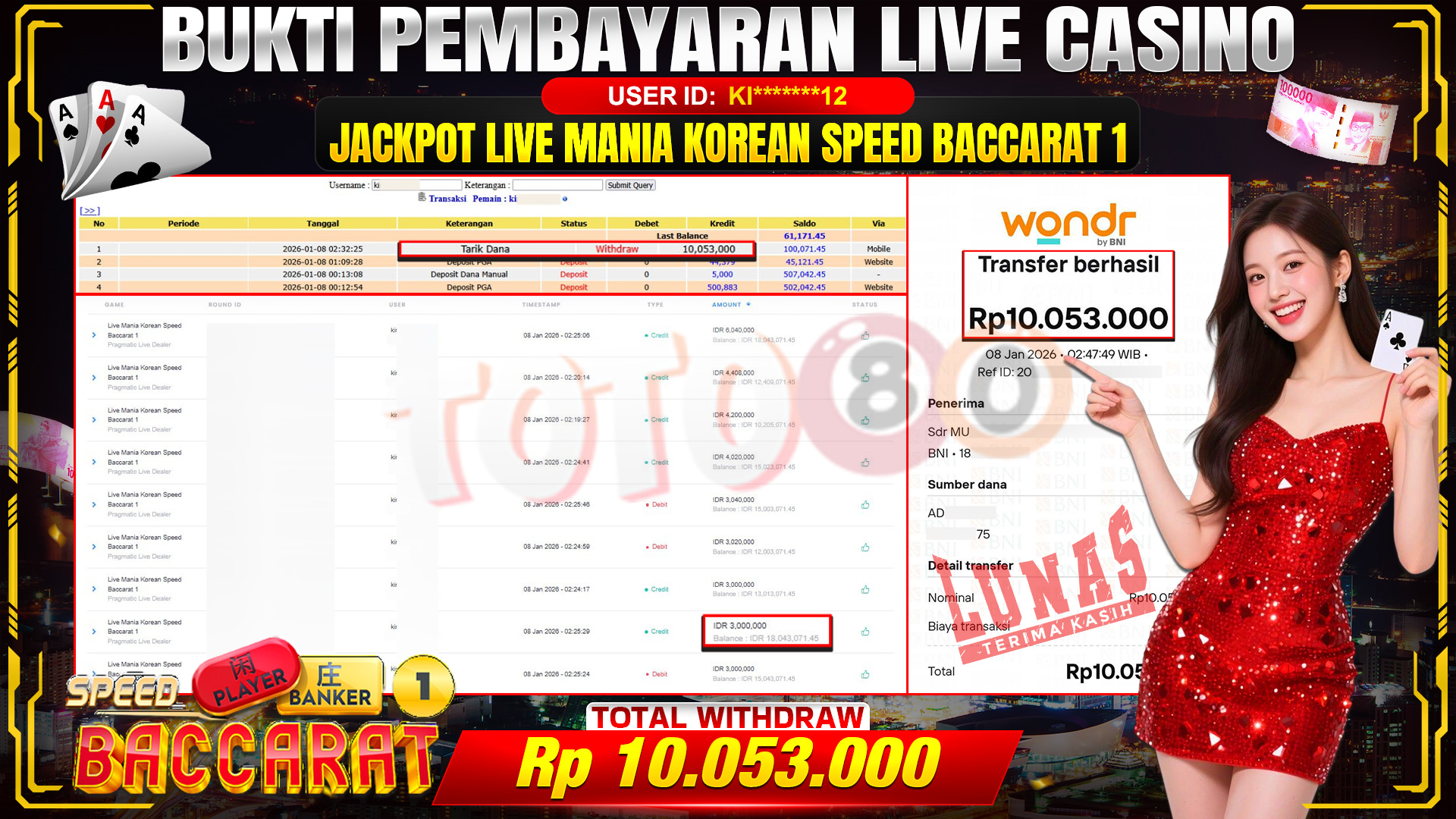 🎉 TOTO80 – JACKPOT SPEED BACCATAR 1 RP.10,053,000,- TELAH DIBAYARKAN! 🎉