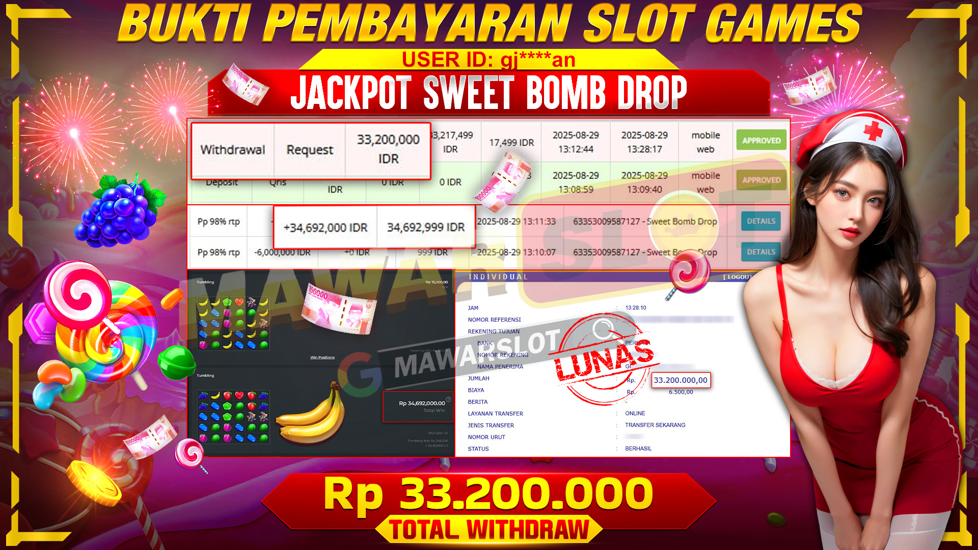 JACKPOT MELEDAK!!! SWEET BOMB DROP HUJANI PULUHAN JUTA