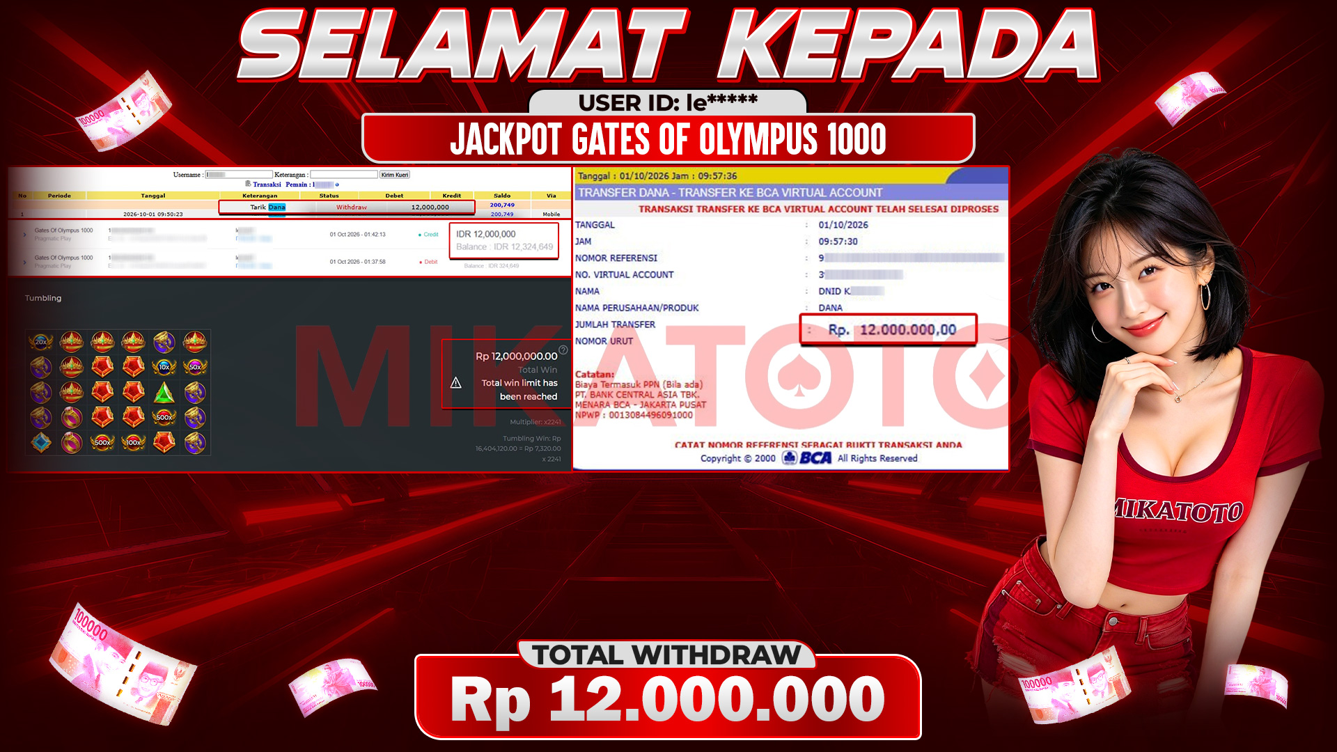 🏆 SELAMAT KEPADA PEMENANG JACKPOT DI Gates Of Olympus 1000 - Pragmatic Play 12,000,000 🏆