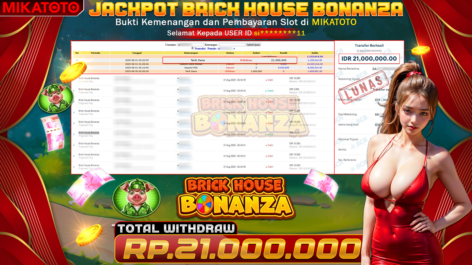 🏆 SELAMAT KEPADA PEMENANG JACKPOT DI Brick House Bonanza - Pragmatic Play 21,000,000🏆
