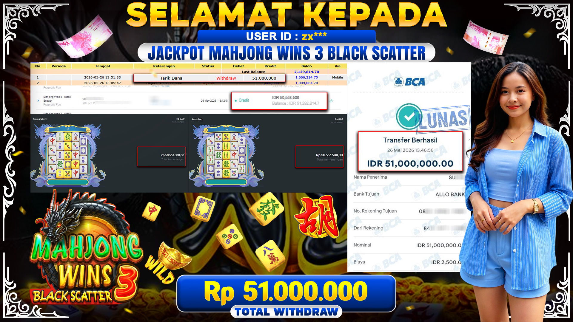 BUKTI JACKPOT MAHJONG WINS 3 BLACK SCATTER