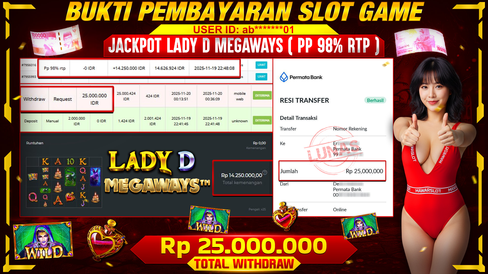Lady D Megaways Pecah! Ab********* Sabet 25 Juta!