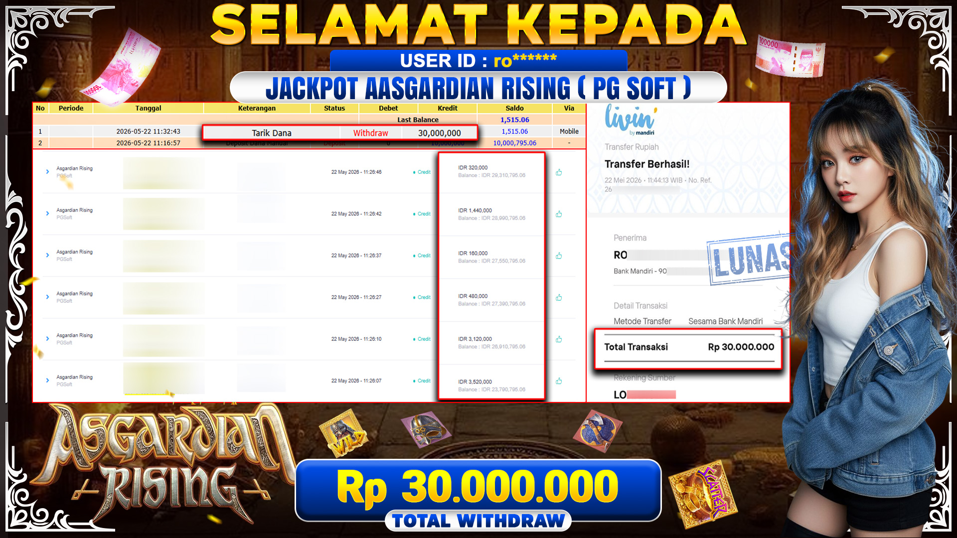 BUKTI JACPOT Asgardian Rising -  PGSoft