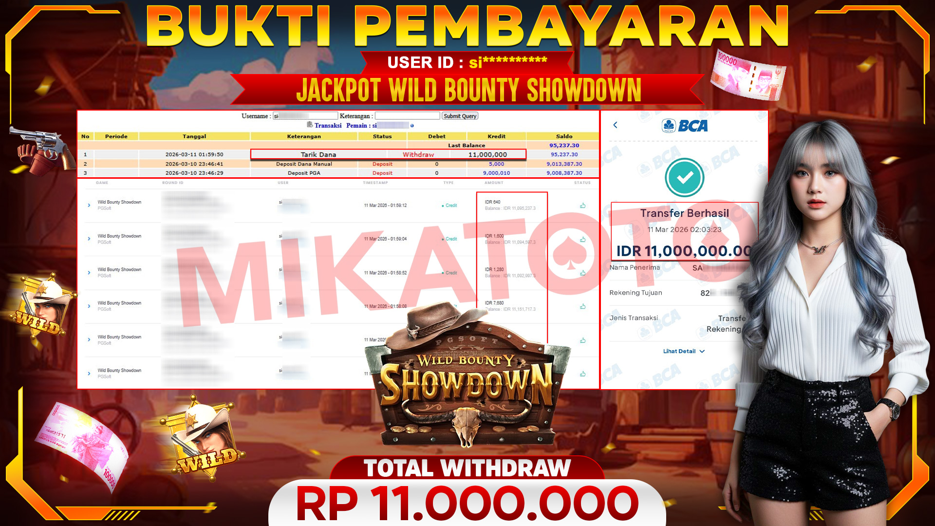 🏆 SELAMAT KEPADA PEMENANG JACKPOT DI Wild Bounty Showdown - PGSoft 11,000.000🏆