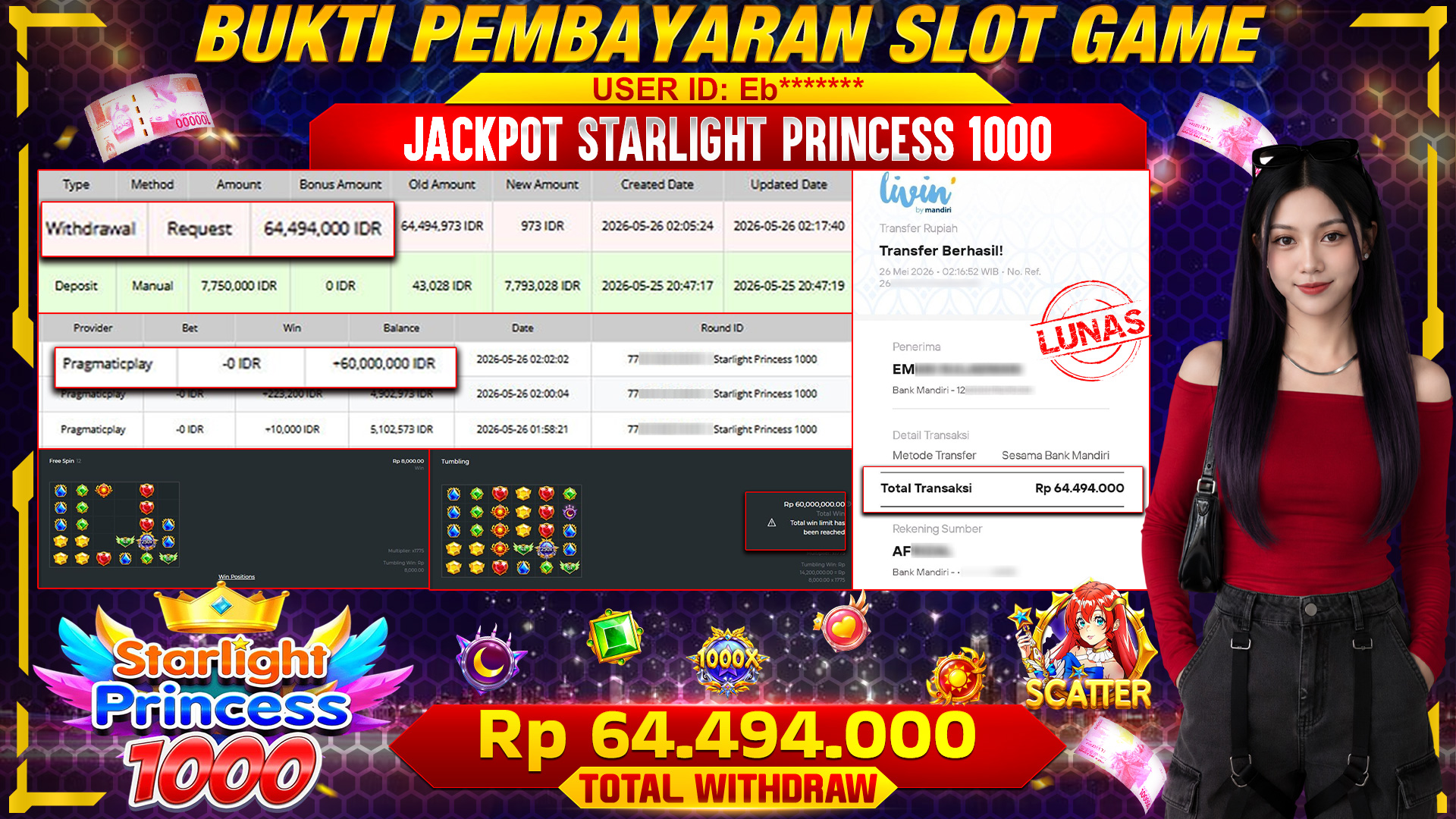 Bintang Keberuntungan Bersinar Terang di Starlight Princess 1000