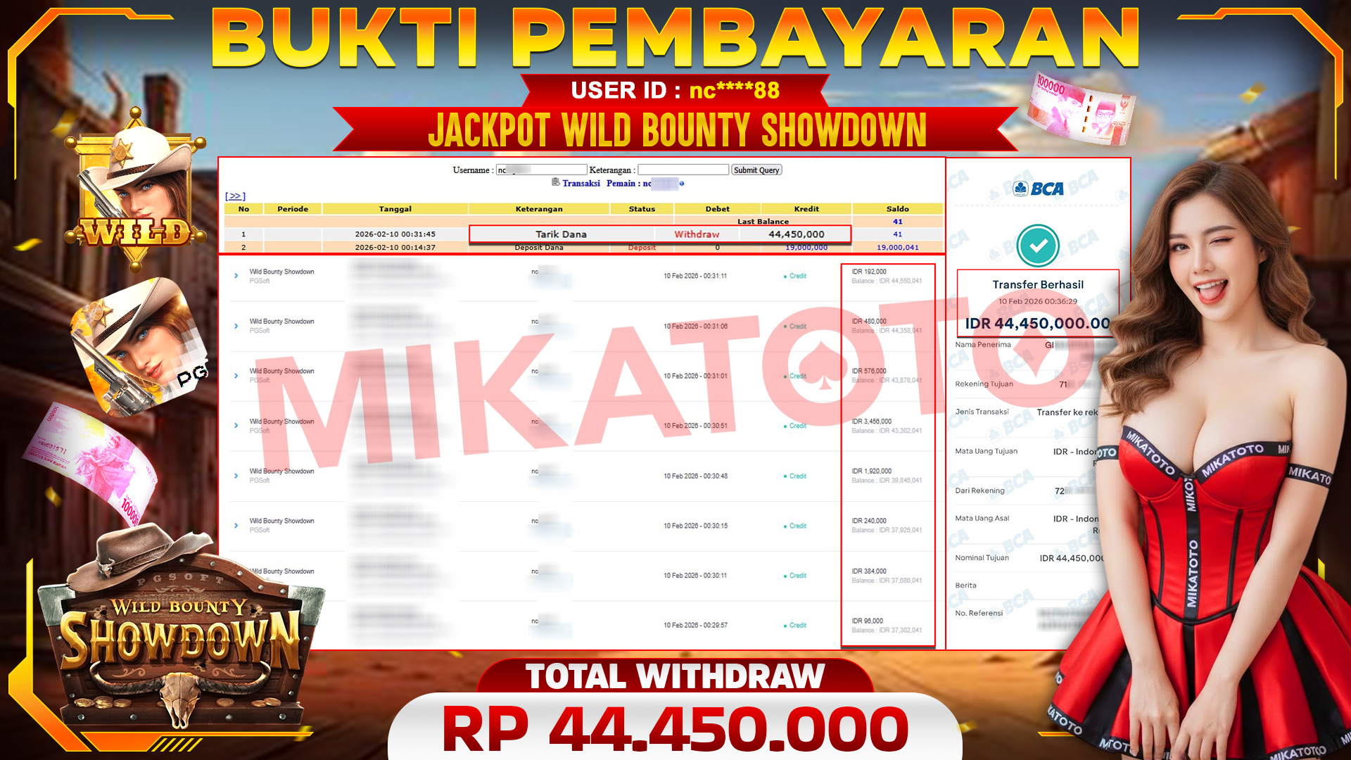 🏆 SELAMAT KEPADA PEMENANG JACKPOT DI Wild Bounty Showdown - PGSoft 44,450,000🏆