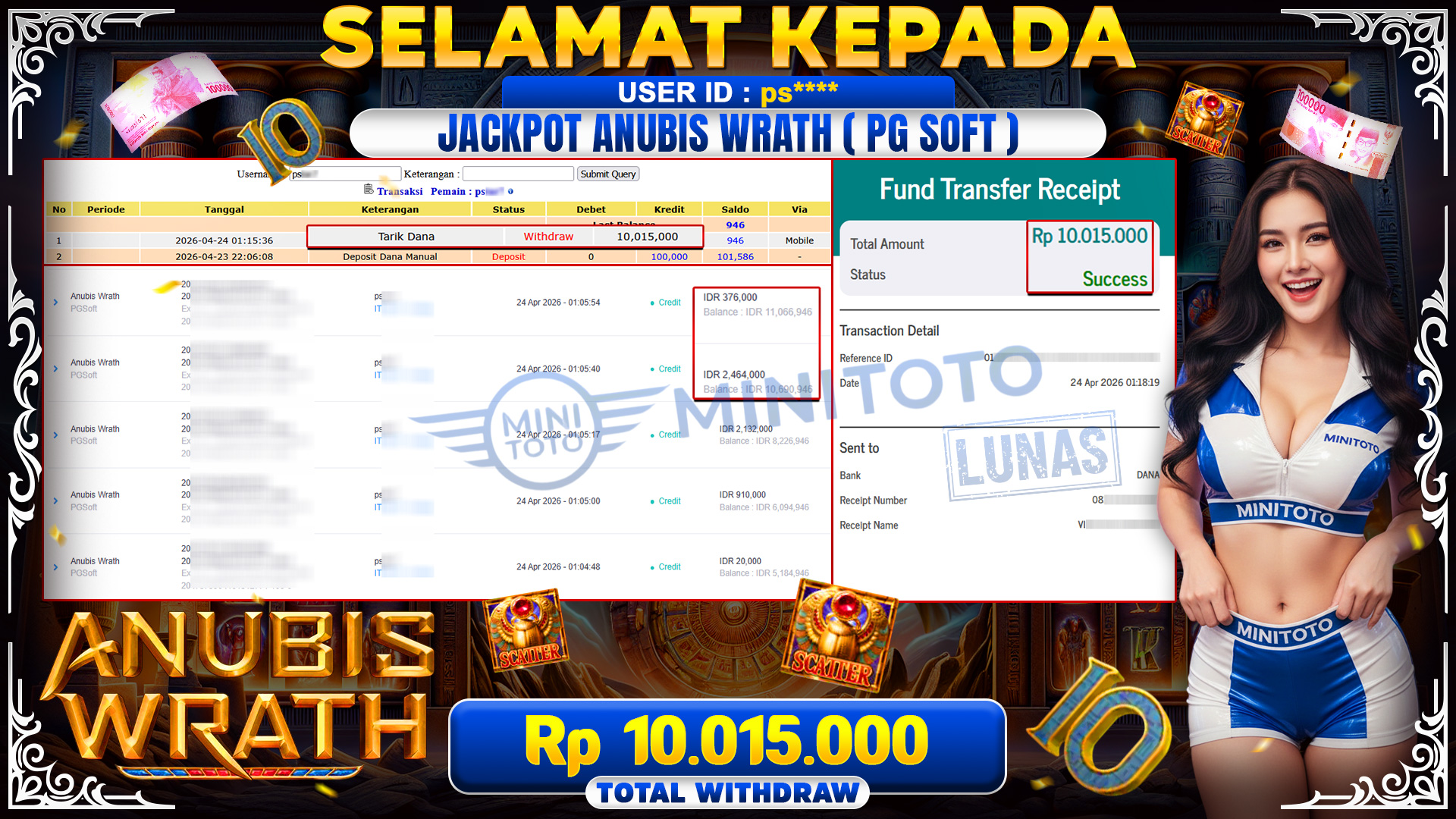 BUKTI JACPOT Anubis Wrath - PGSoft 