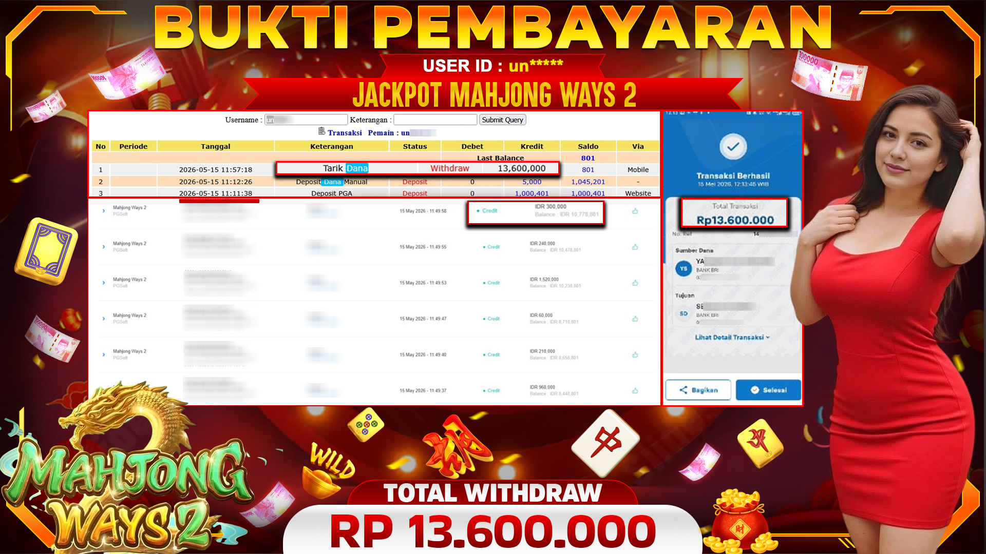 🏆 SELAMAT KEPADA PEMENANG JACKPOT DI Mahjong Ways 2 - PGSoft 13,600,000🏆